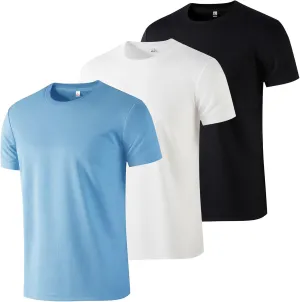 3 Pack Mens T Shirts,T Shirts for Men Pack with 1 Black &1 White,Soft Breathable Short Sleeve Tees for Gym