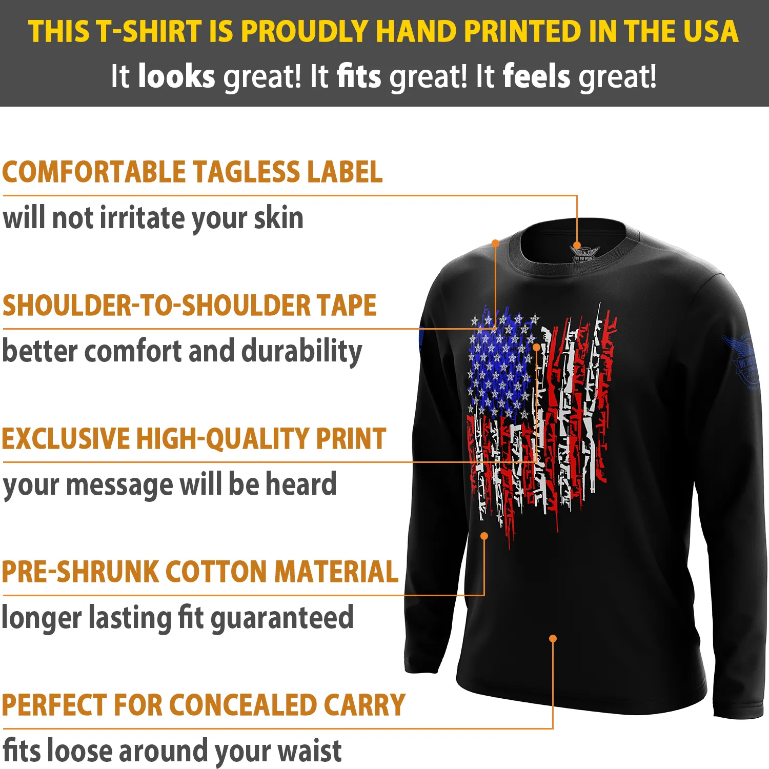 American Flag In Guns 2.0 Long Sleeve Shirt