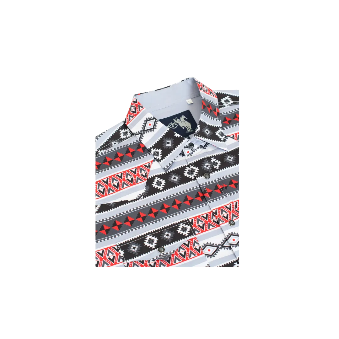 Avalon Men's Western Print Pearl Snap Aztec Grey Shirt