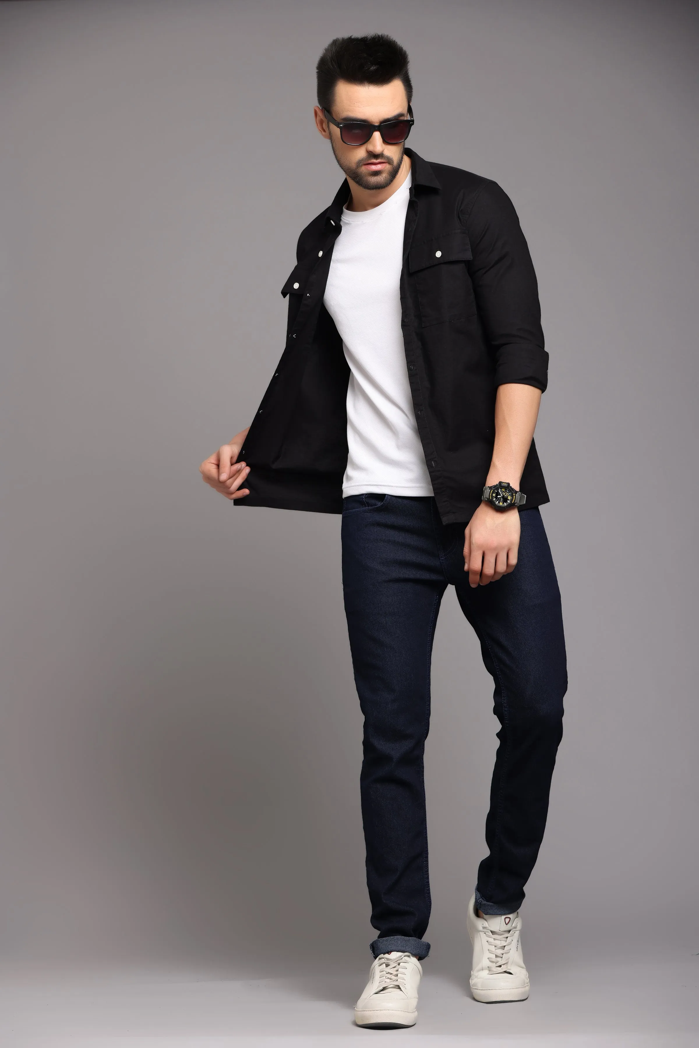 Black Full Sleeve Shirt with Double Pocket