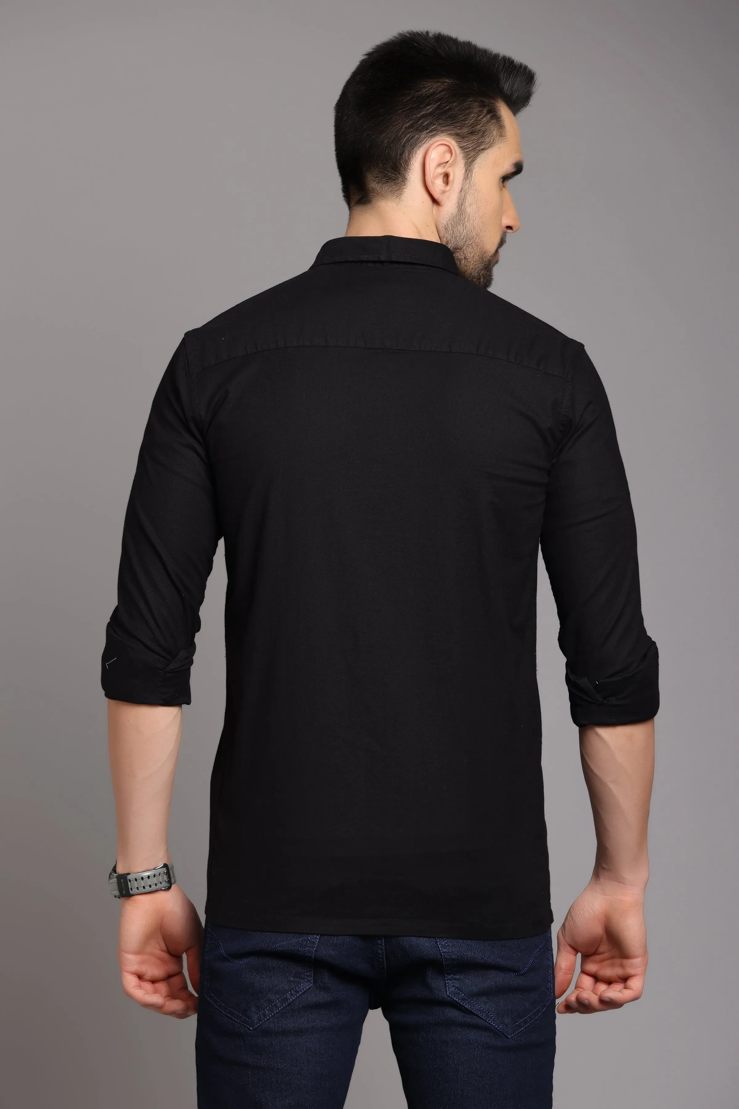 Black Full Sleeve Shirt with Double Pocket