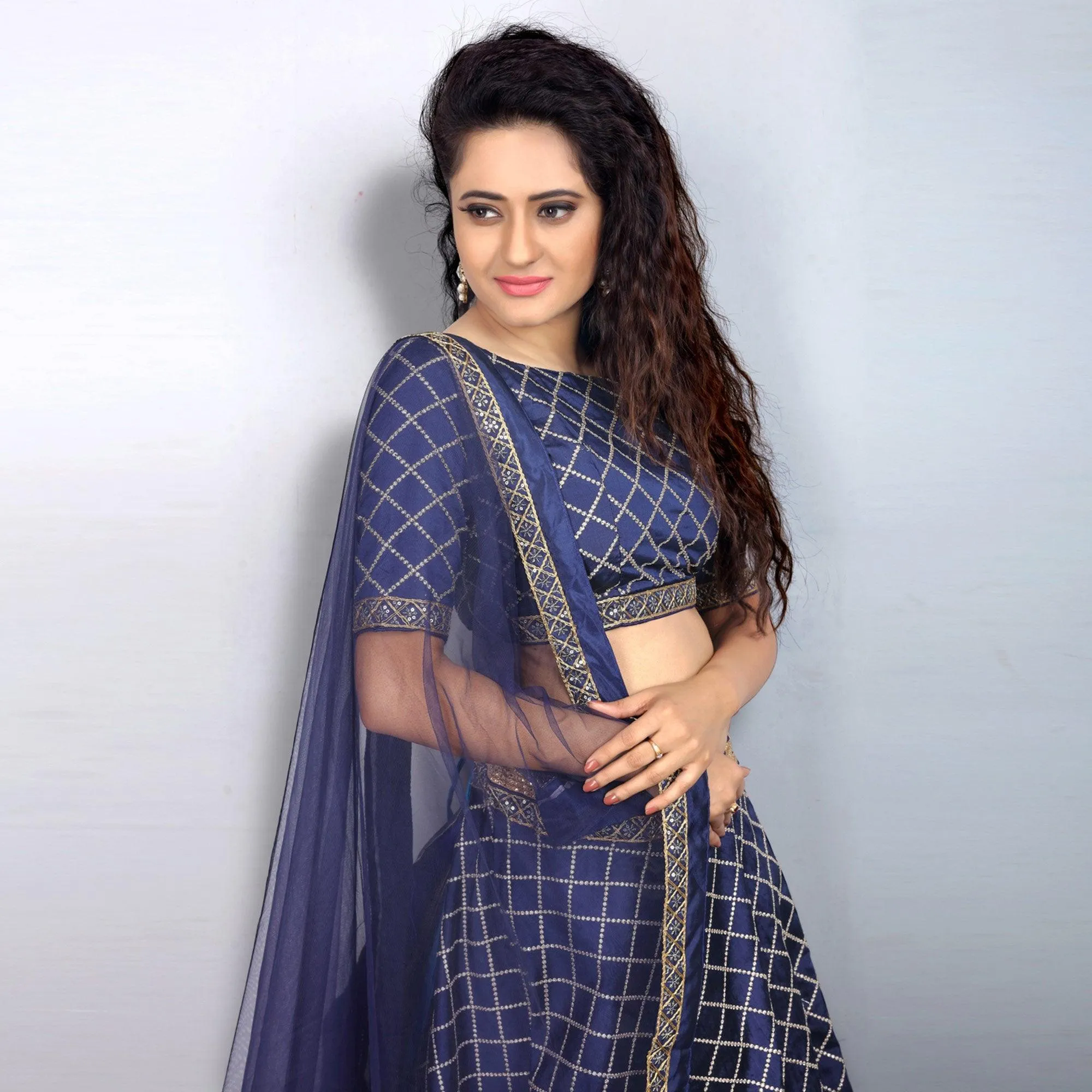 Blue Party Wear Sequins Embroidered Tapetta Lehenga Choli