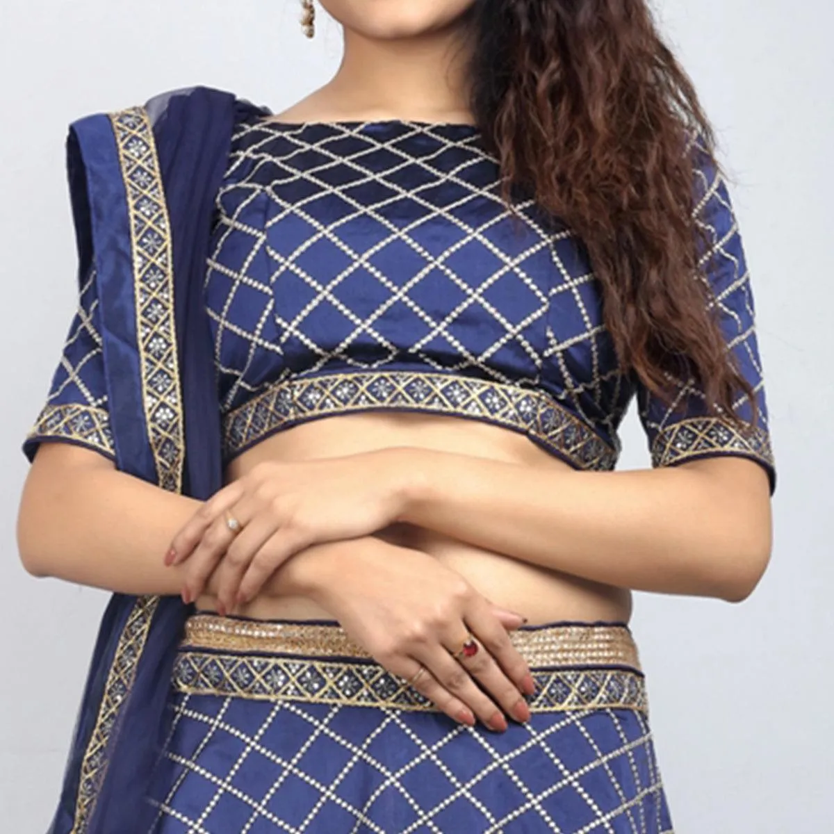 Blue Party Wear Sequins Embroidered Tapetta Lehenga Choli