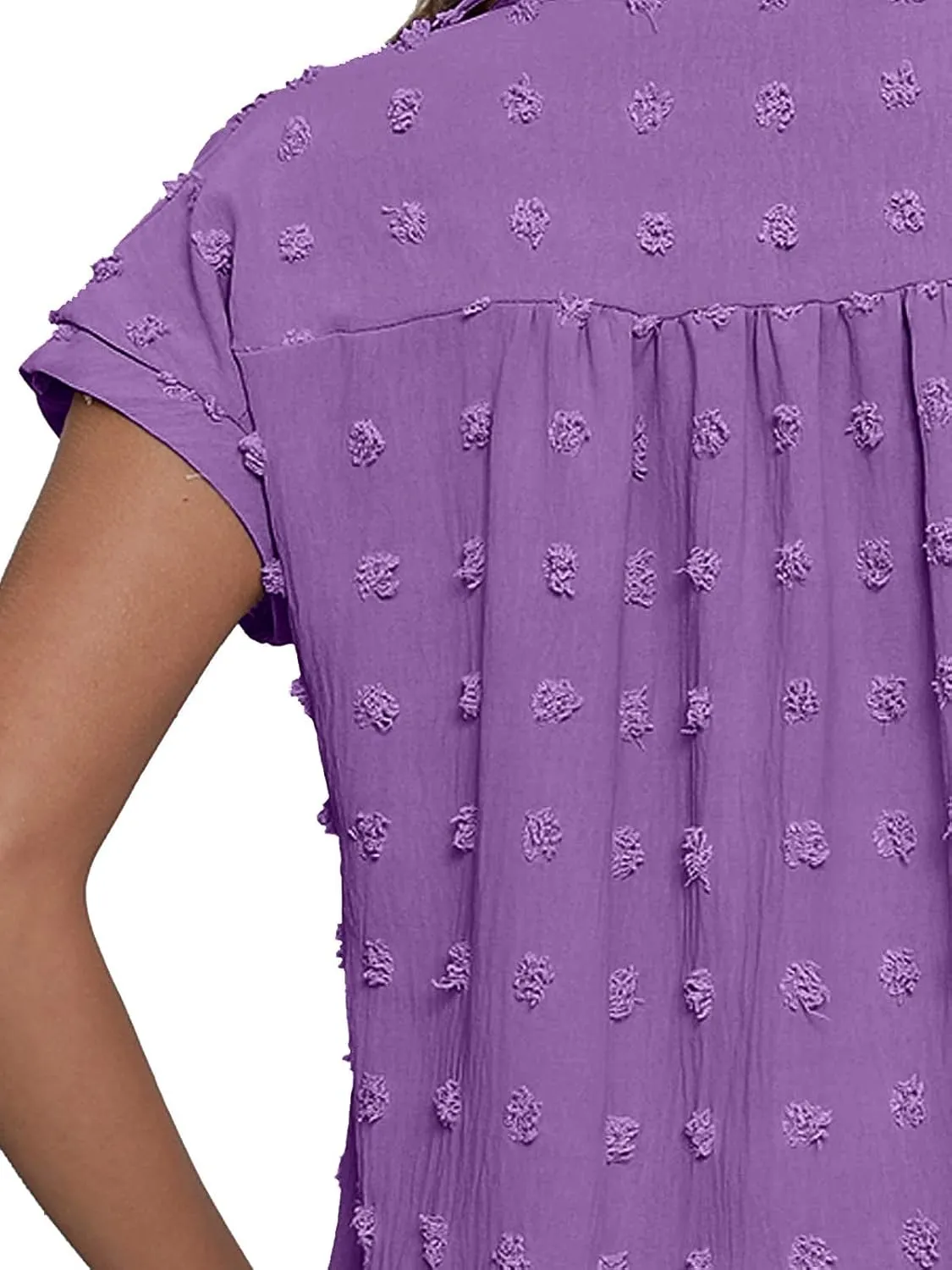 BOTHENIAL Women White Button Down Shirt Dressy Casual Work Tops Chiffon Blouse Summer Short Sleeve Shirts