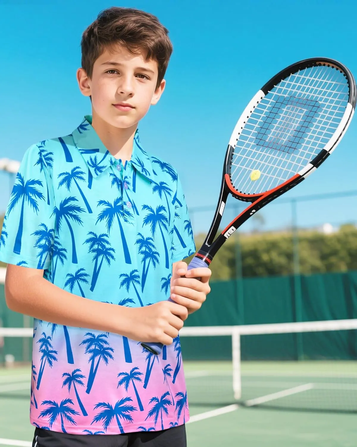 Boys Short Sleeve Polo Shirt Kid Youth Active Golf Shirts Collared School Uniform Shirts Hawaiian Tops Size 5-14