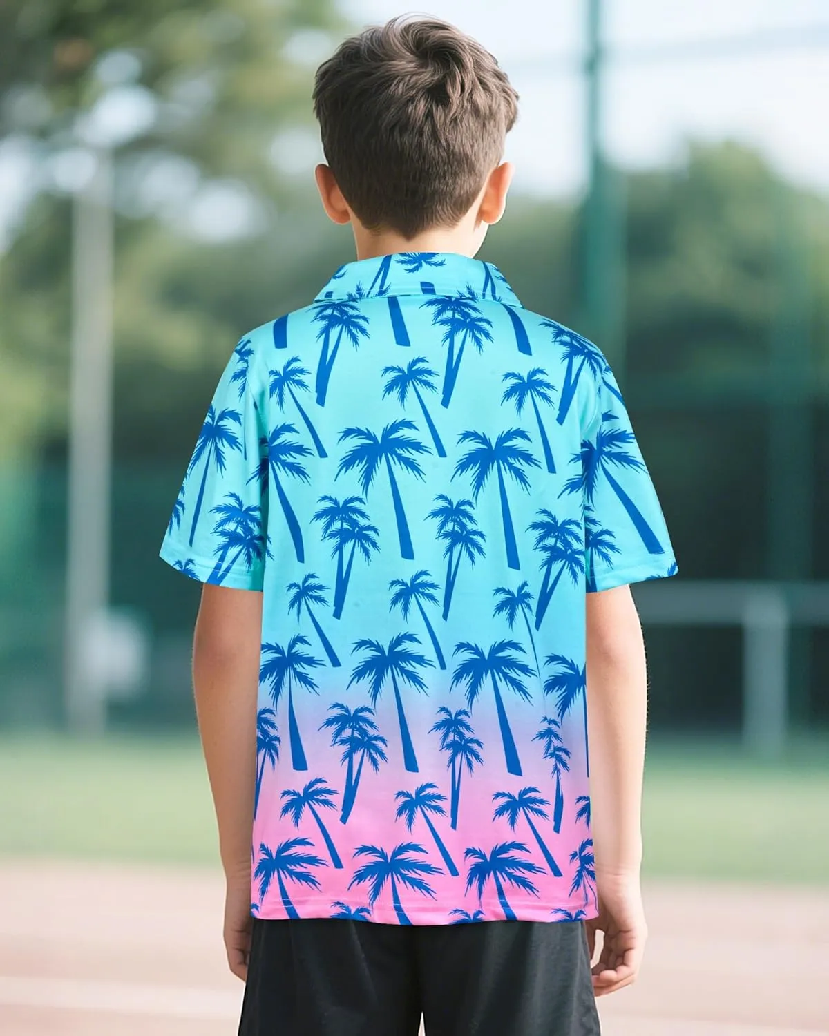 Boys Short Sleeve Polo Shirt Kid Youth Active Golf Shirts Collared School Uniform Shirts Hawaiian Tops Size 5-14