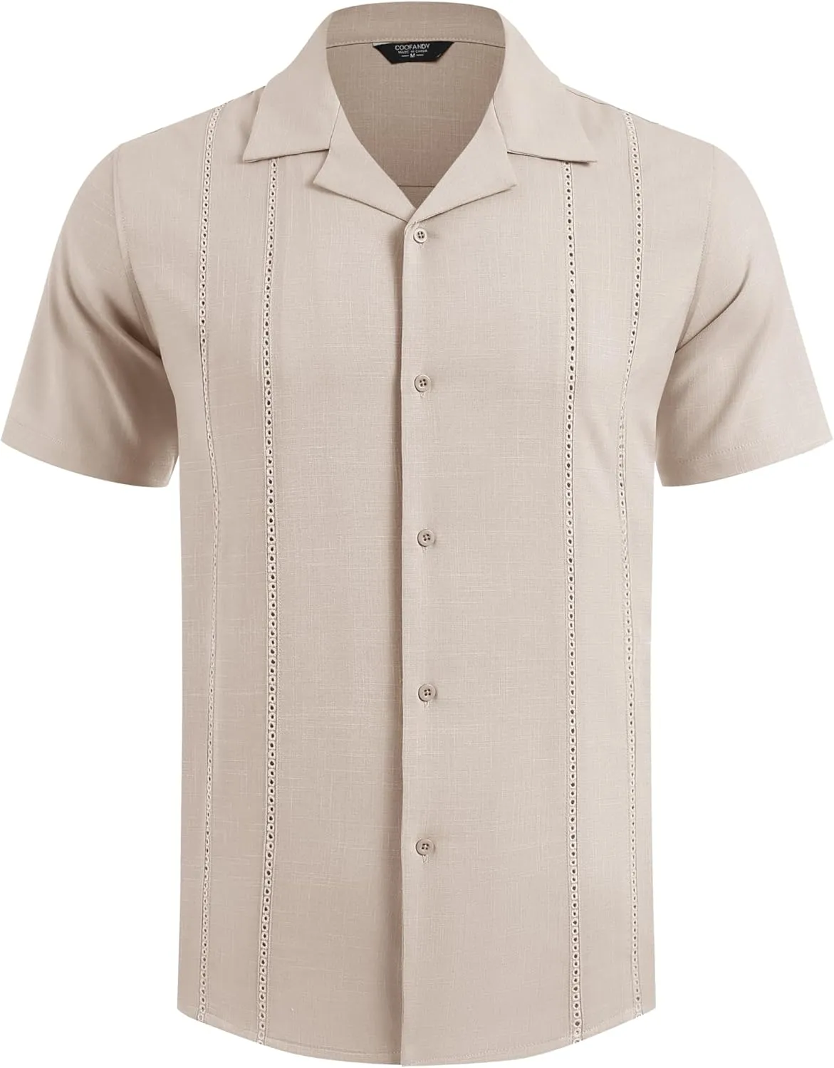 COOFANDY Guayabera Shirts for Men Cuban Short Sleeve Button Down Summer Shirts Linen Shirts