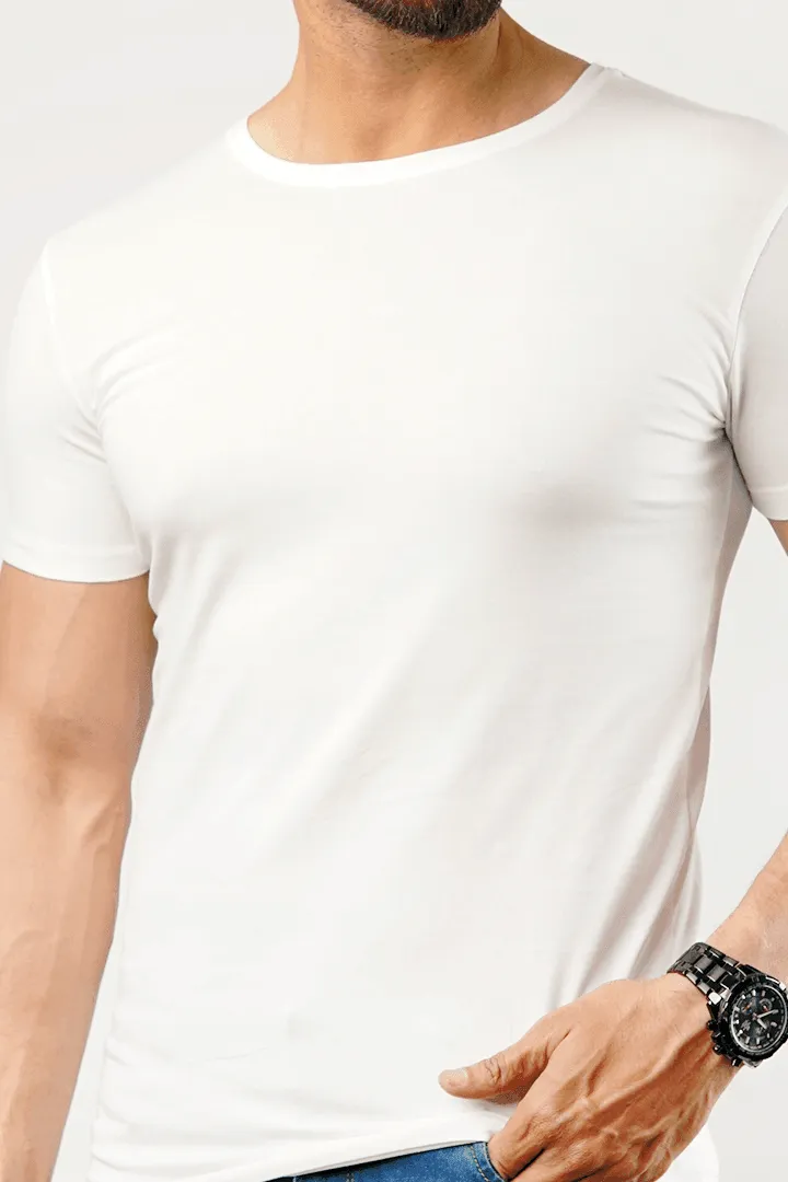 Crew Neck Undershirt - White