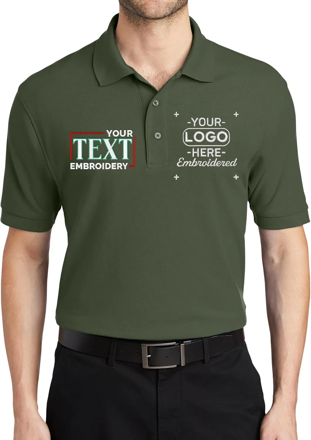 Custom Embroidered Polo Shirt for Men Personalized Embroidery Name Text Logo Golf Tee