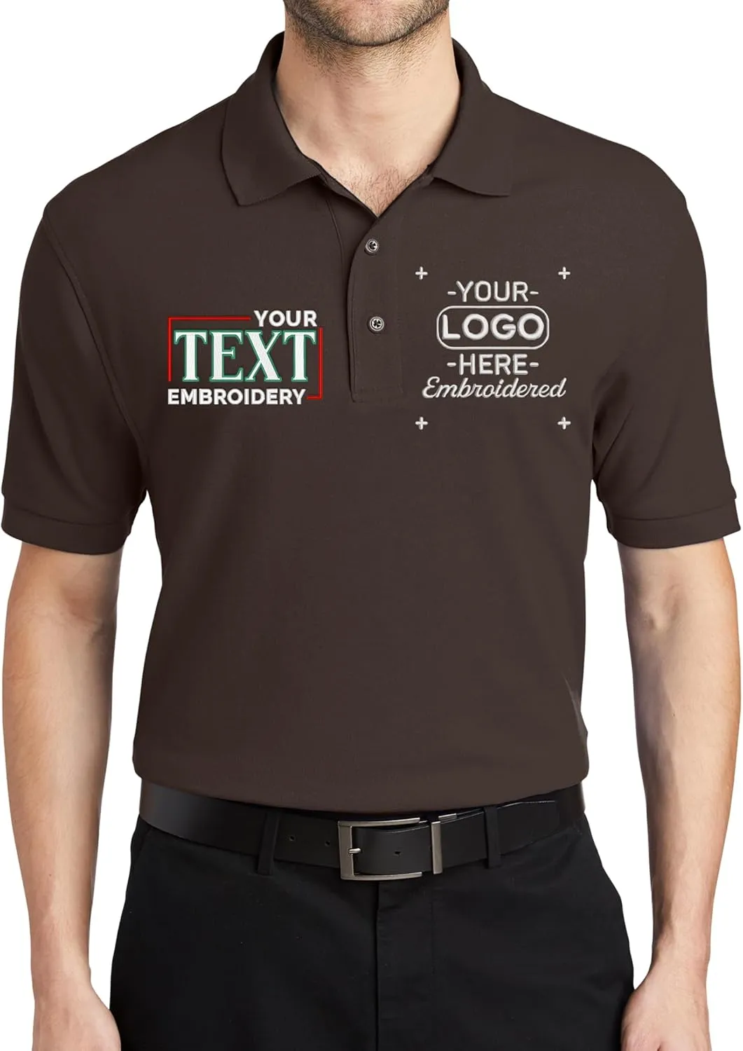 Custom Embroidered Polo Shirts for Men Personalized Embroidery Text Logo Name Company
