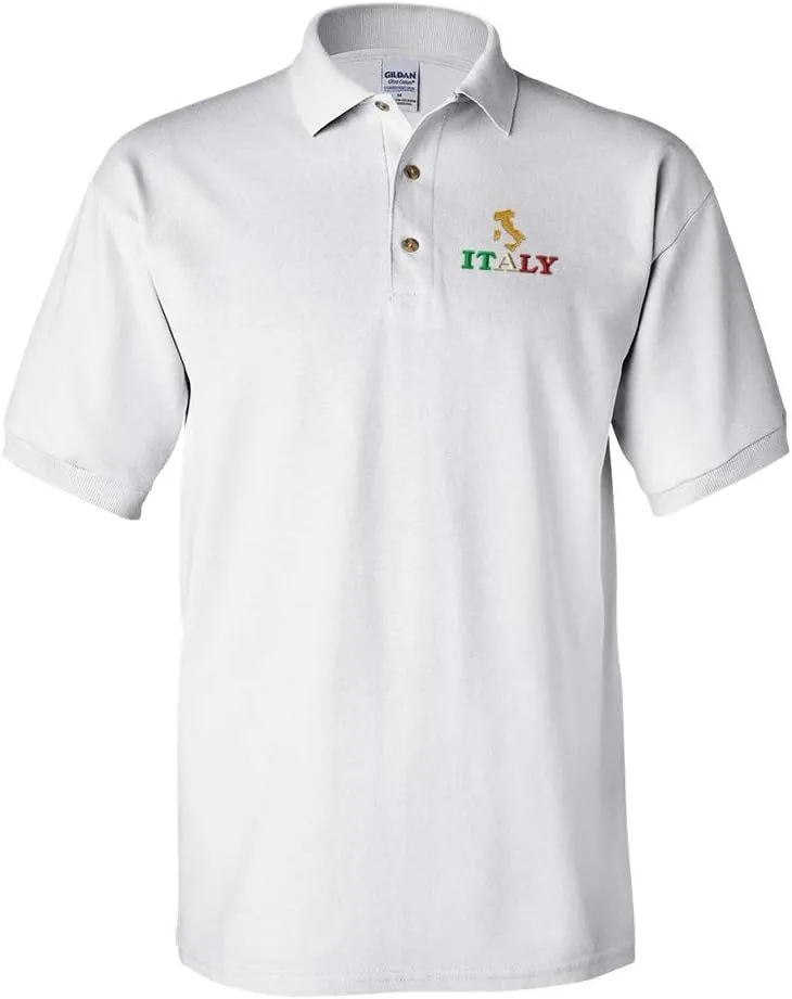 Custom Polo Shirts for Men Italy Italian Map Embroidery Short Sleeves Golf Tees
