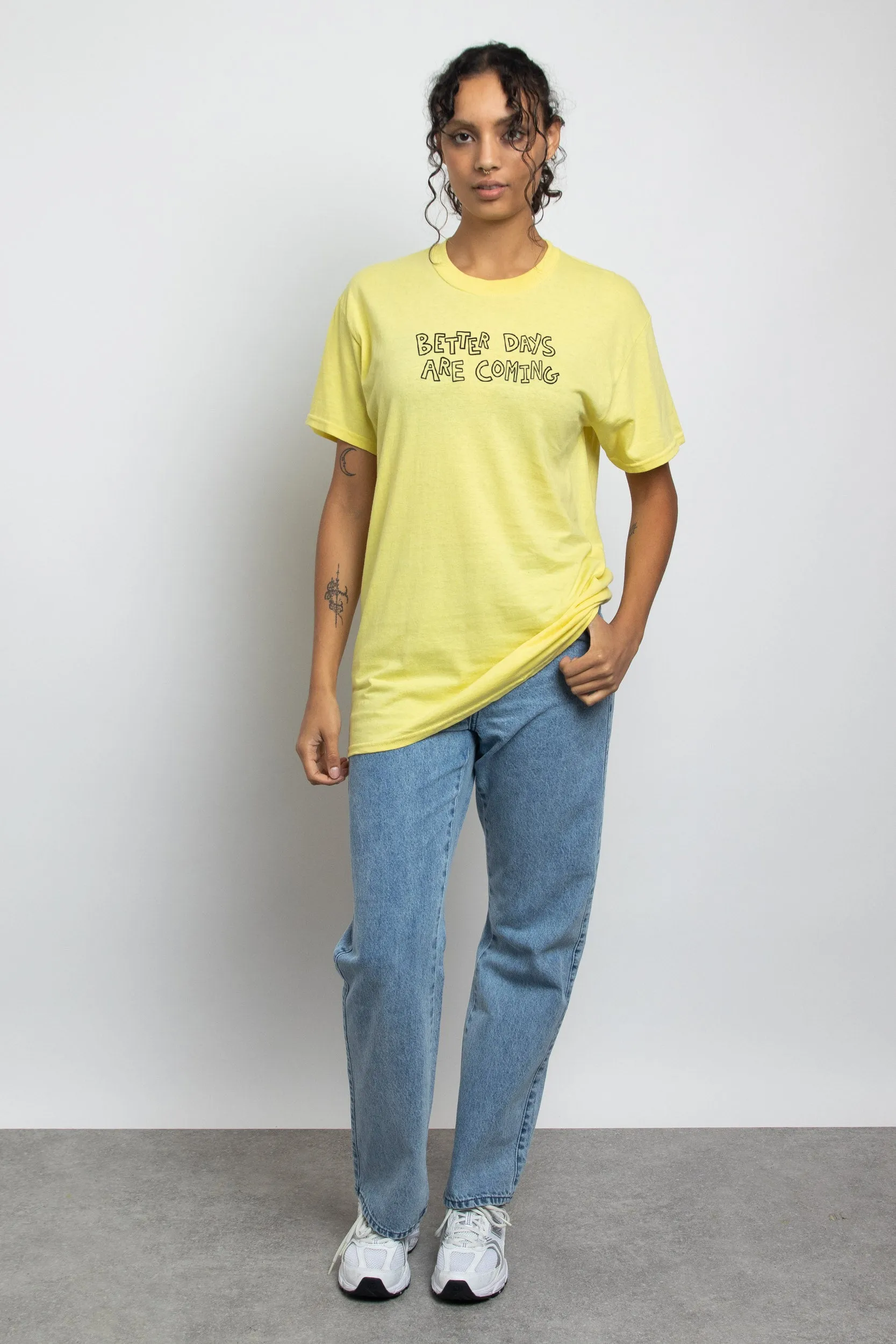 Daisy Street Relaxed T-Shirt with Better Days Are Coming Print