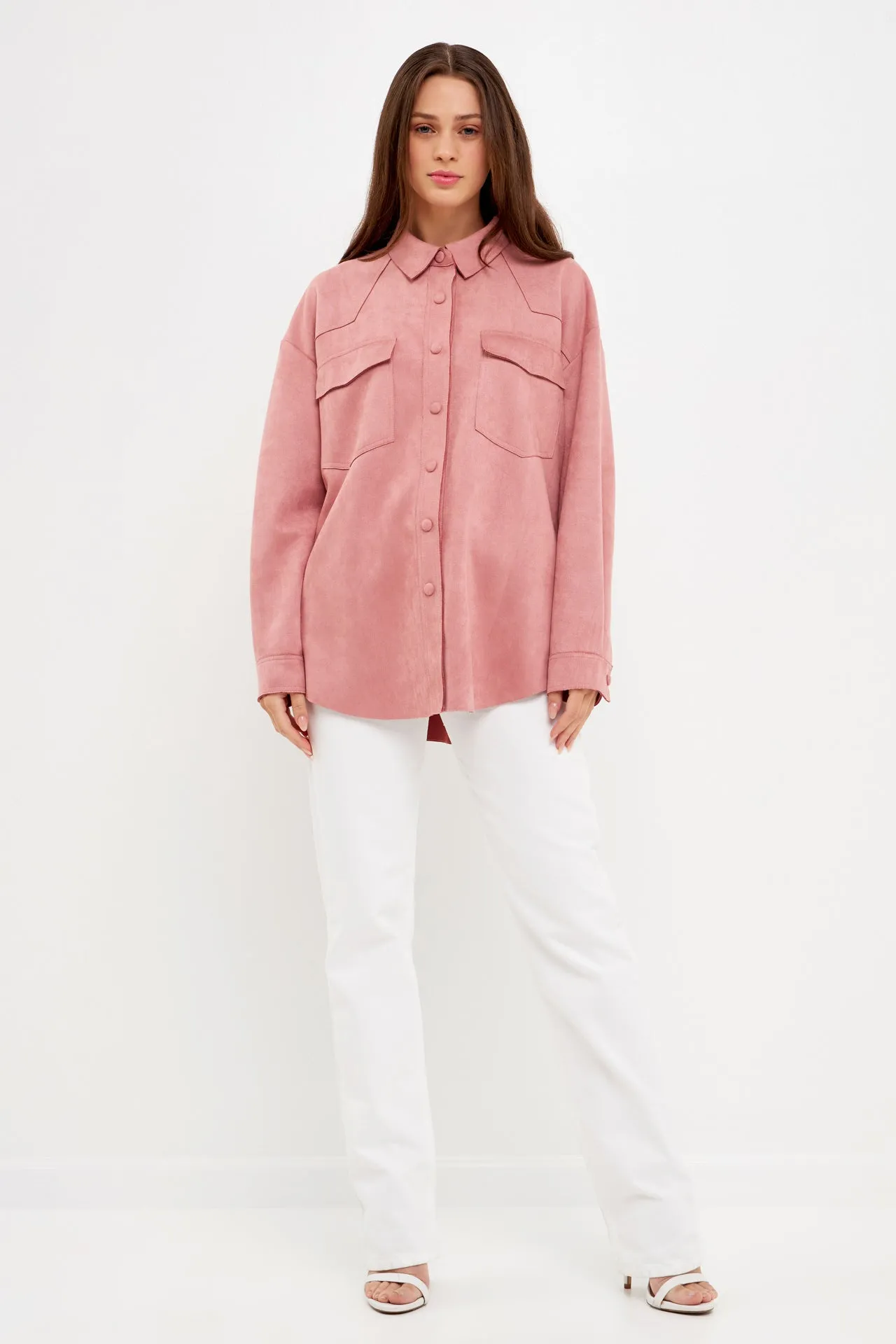 English Factory - Faux Suede Oversized Shirts
