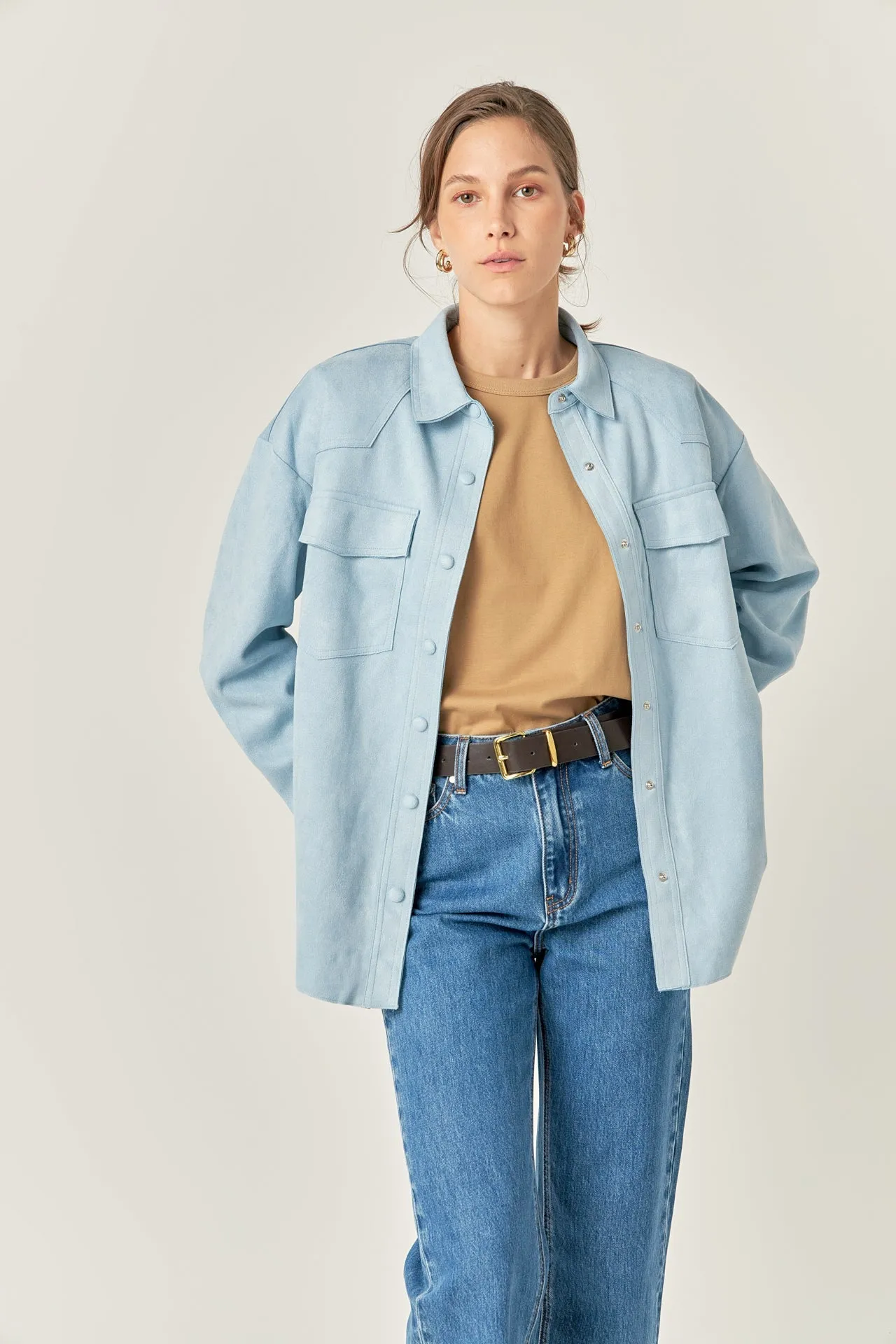 English Factory - Faux Suede Oversized Shirts