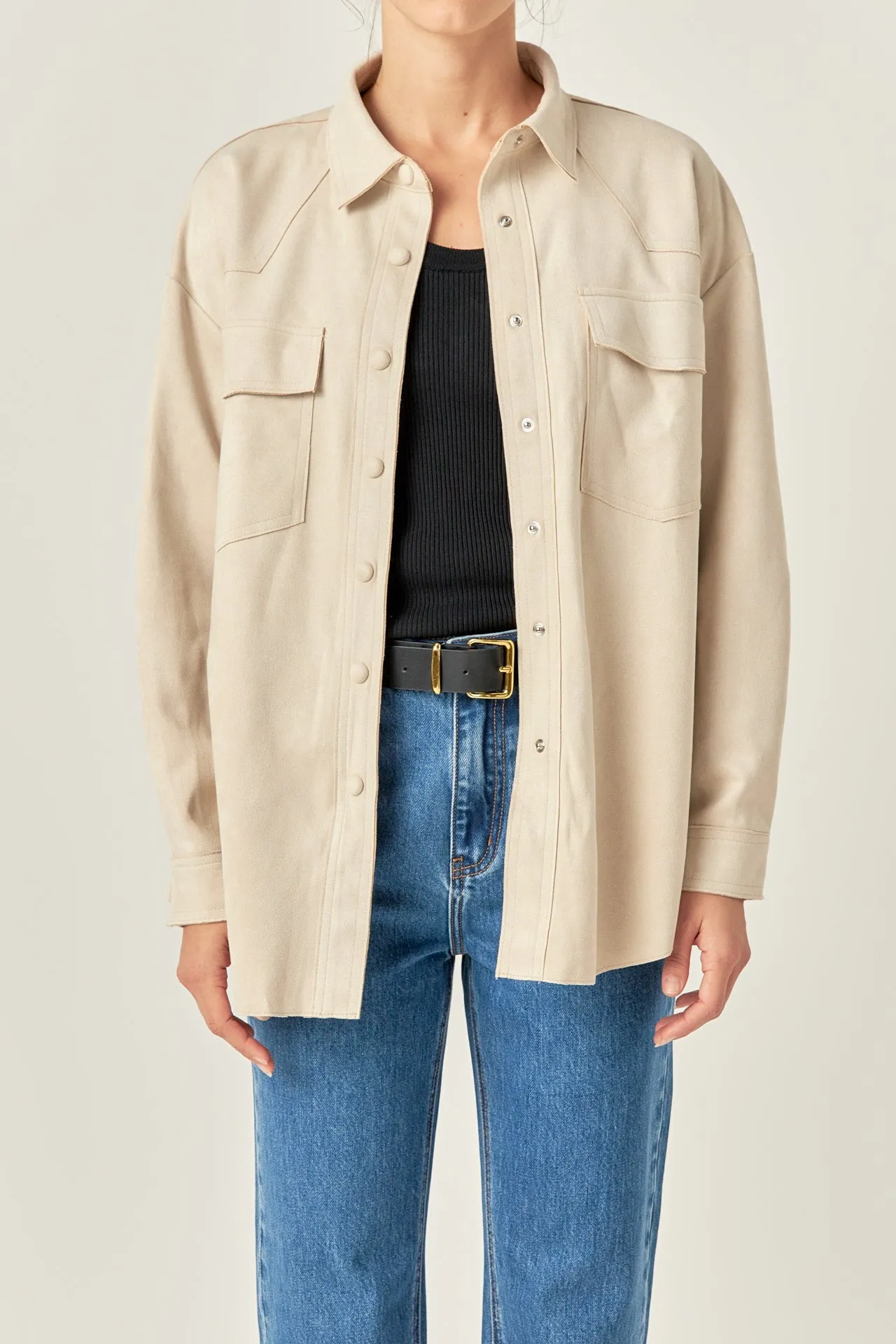 English Factory - Faux Suede Oversized Shirts