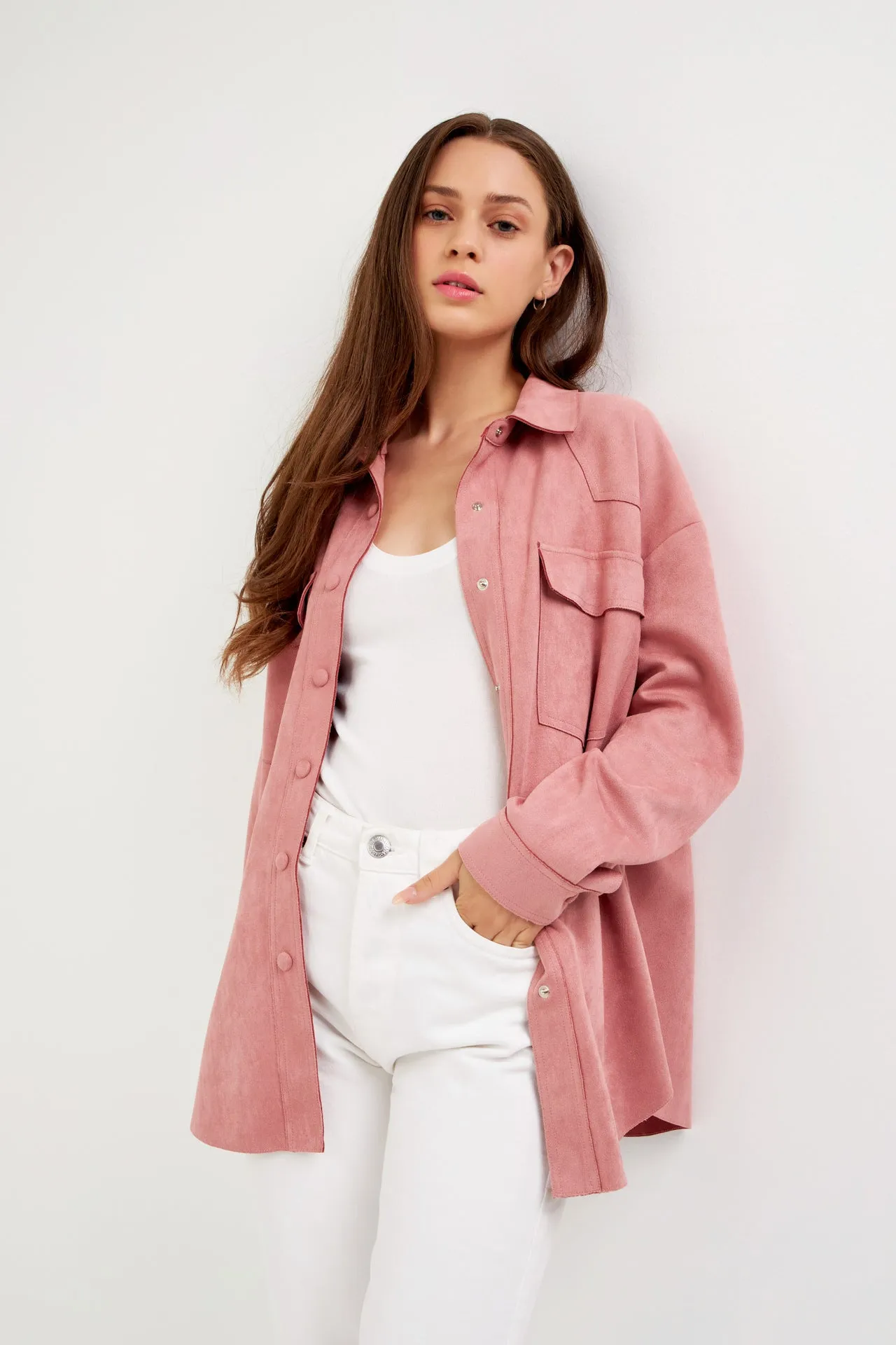 English Factory - Faux Suede Oversized Shirts