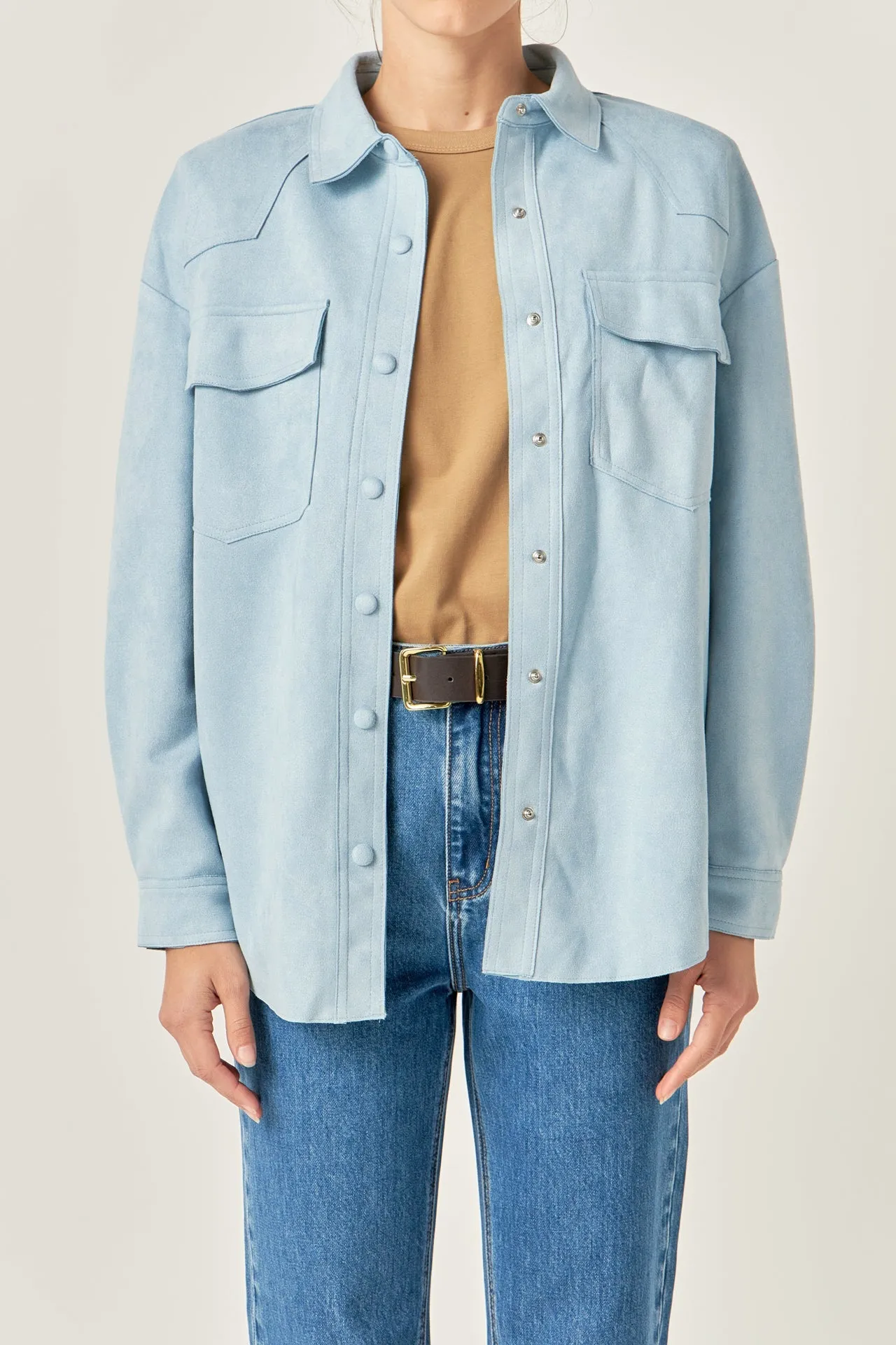 English Factory - Faux Suede Oversized Shirts