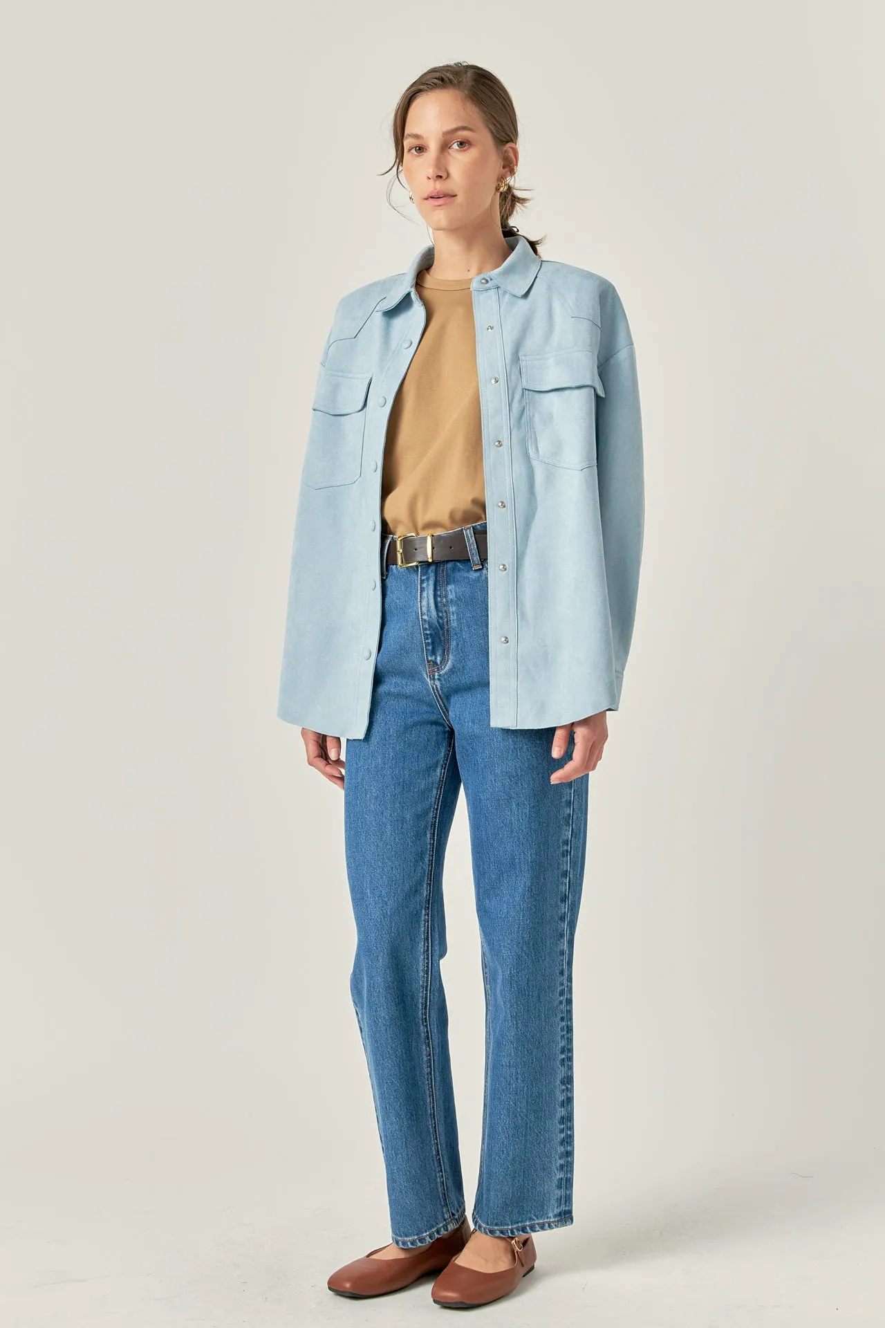 English Factory - Faux Suede Oversized Shirts