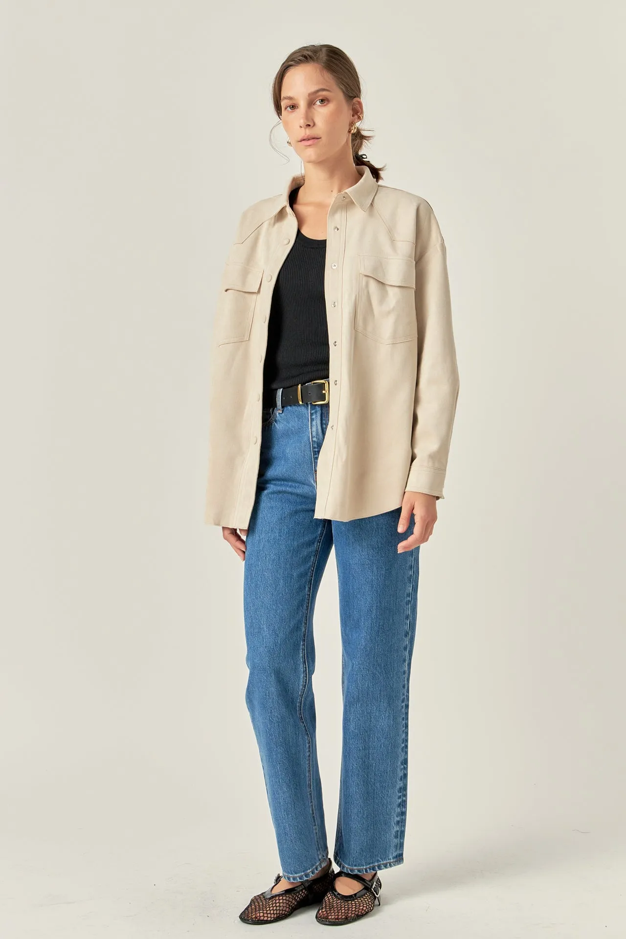 English Factory - Faux Suede Oversized Shirts