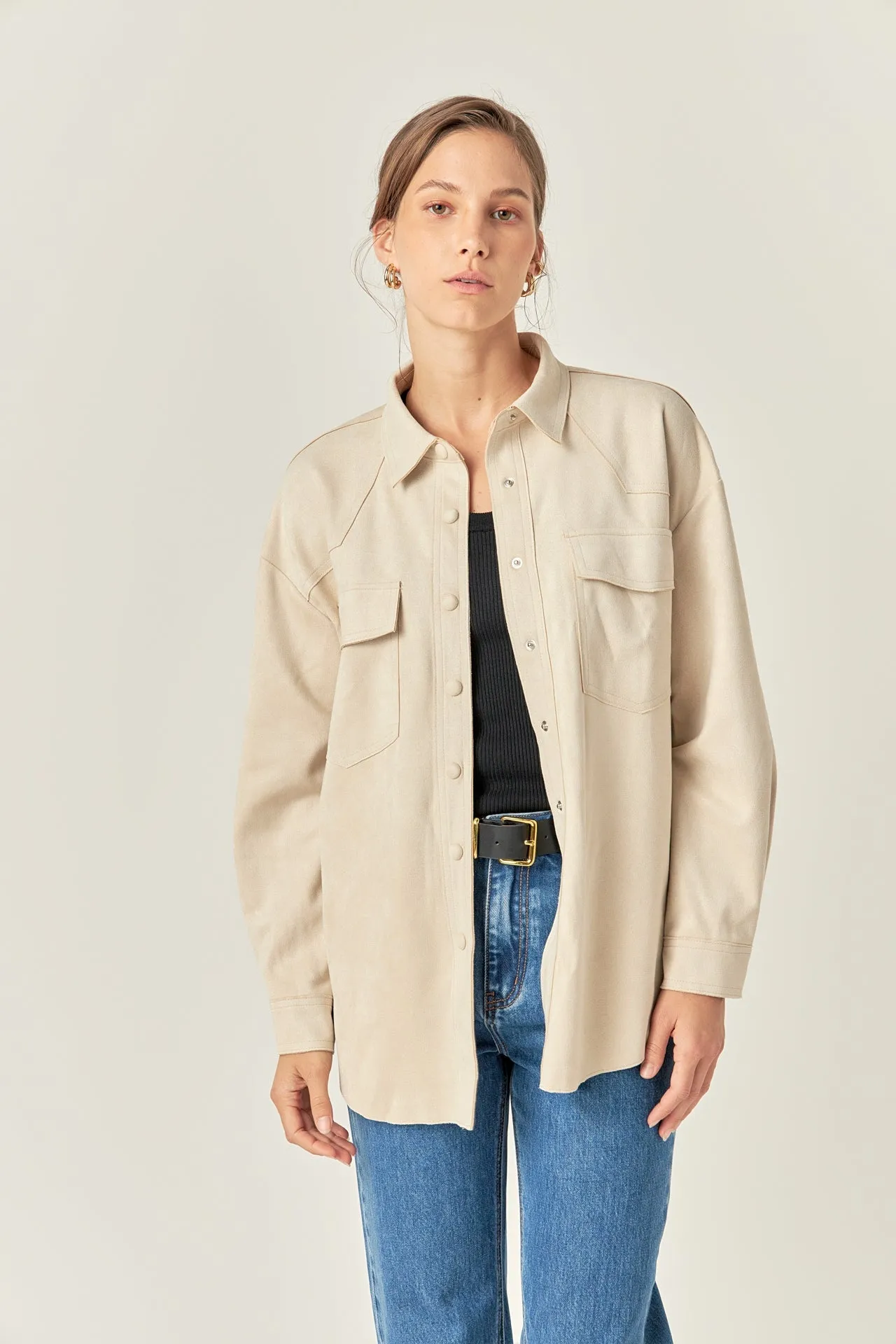 English Factory - Faux Suede Oversized Shirts