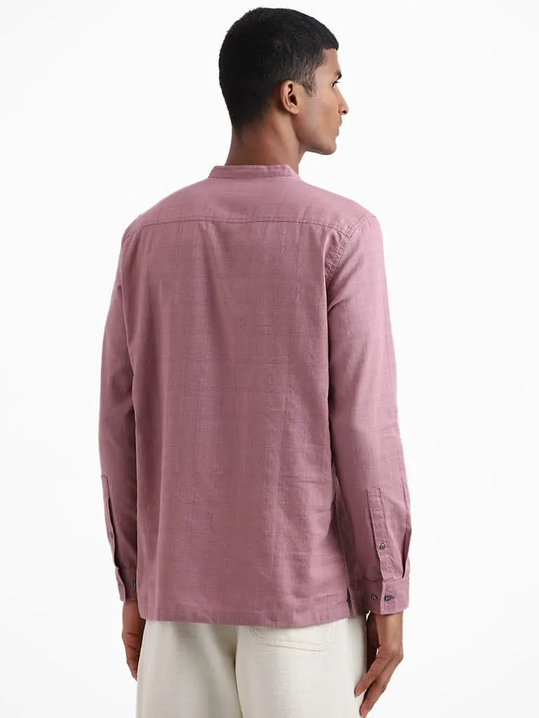ETA Dark Pink Textured Cotton Shirt