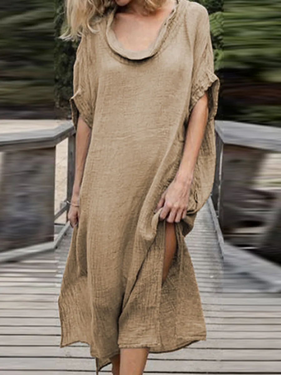 Fashionable Solid Color Casual Dress