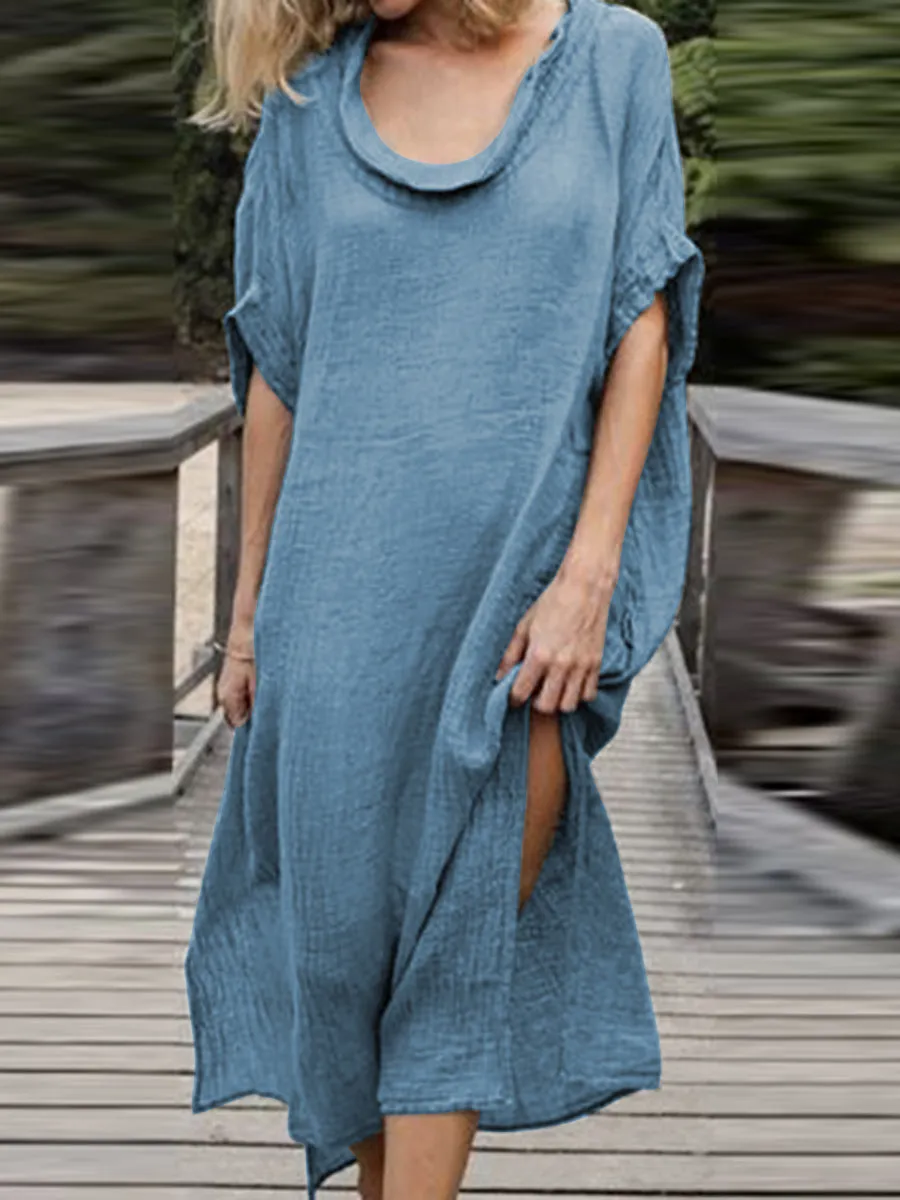 Fashionable Solid Color Casual Dress