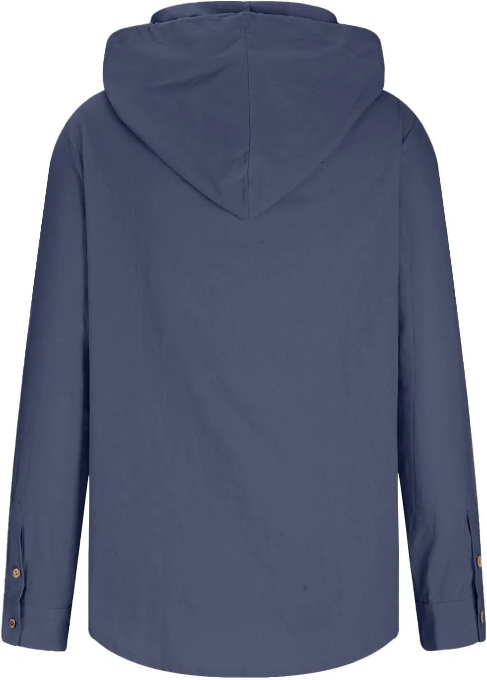 generic Mens Long Sleeve Linen Shirts Drawstring Hooded Sweatshirt Casual Fall Button Shirts Boys Trendy Streetwear Loose Fit