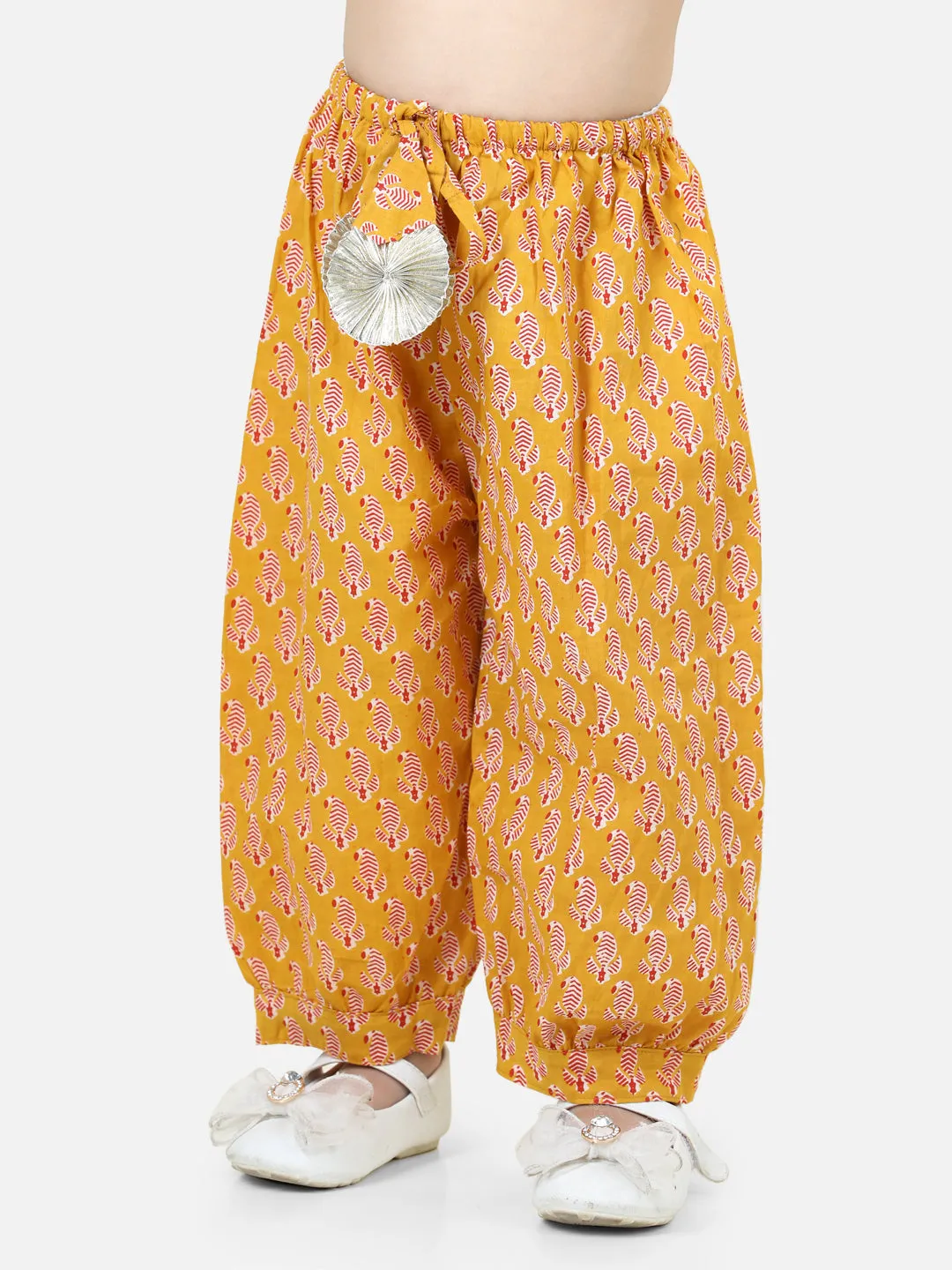 Girl's Cotton Yellow Kurti Sets - Bownbee