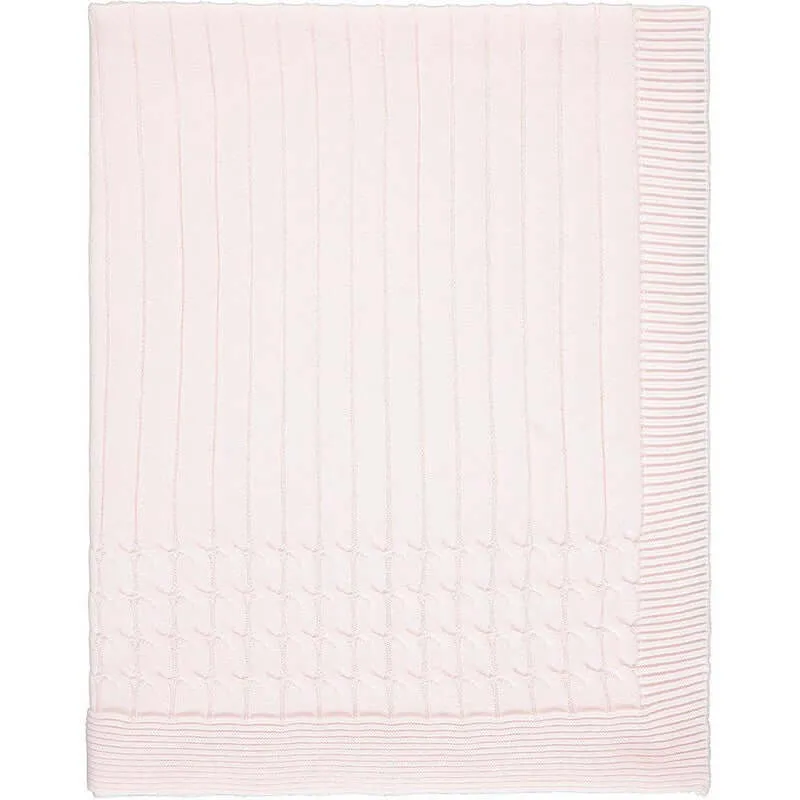 Girls Pink Cable Knit Blanket