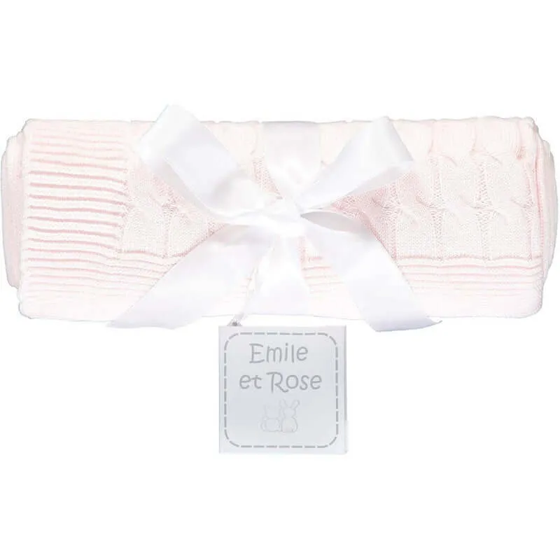 Girls Pink Cable Knit Blanket
