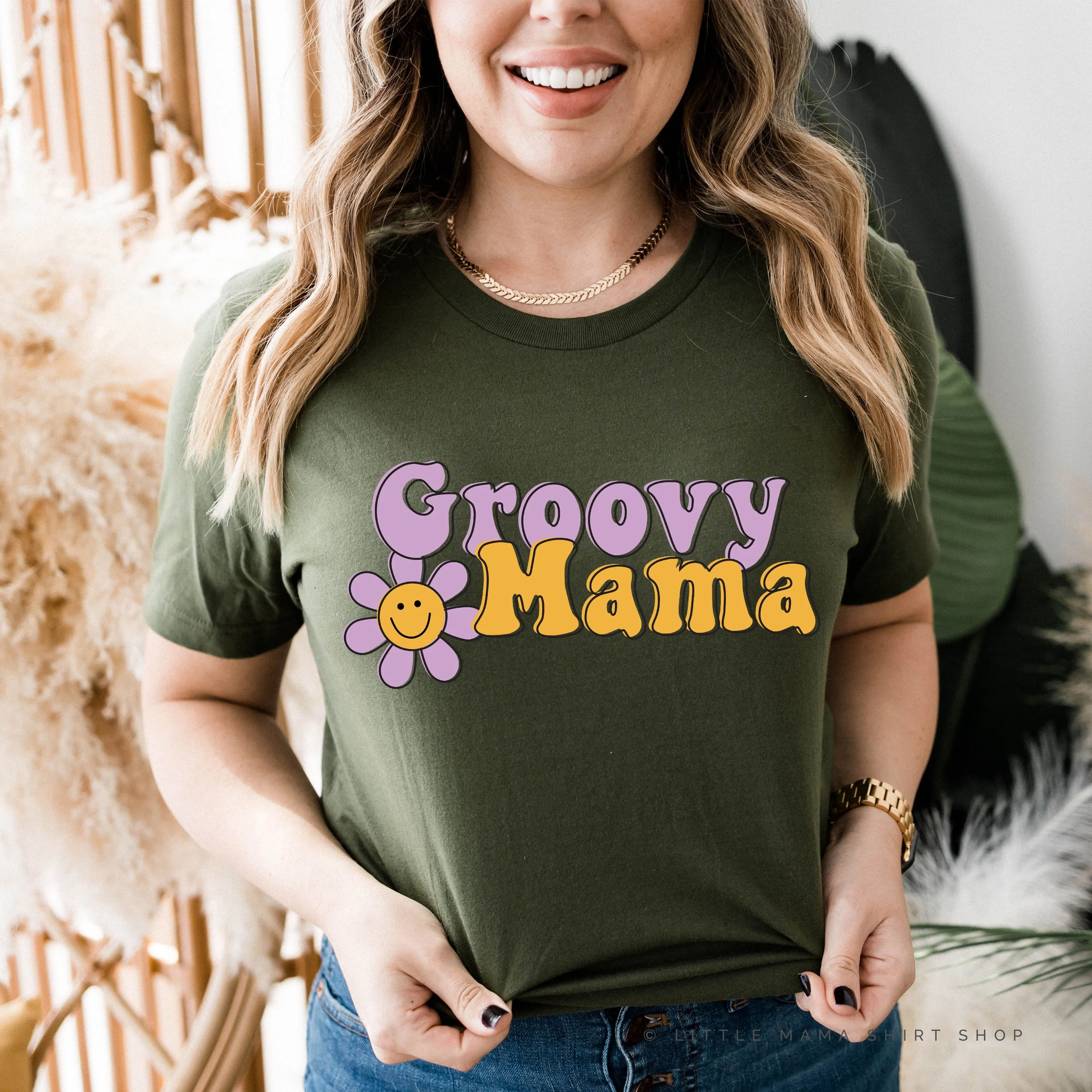 GROOVY MAMA (Purple/Yellow)- Unisex Tee