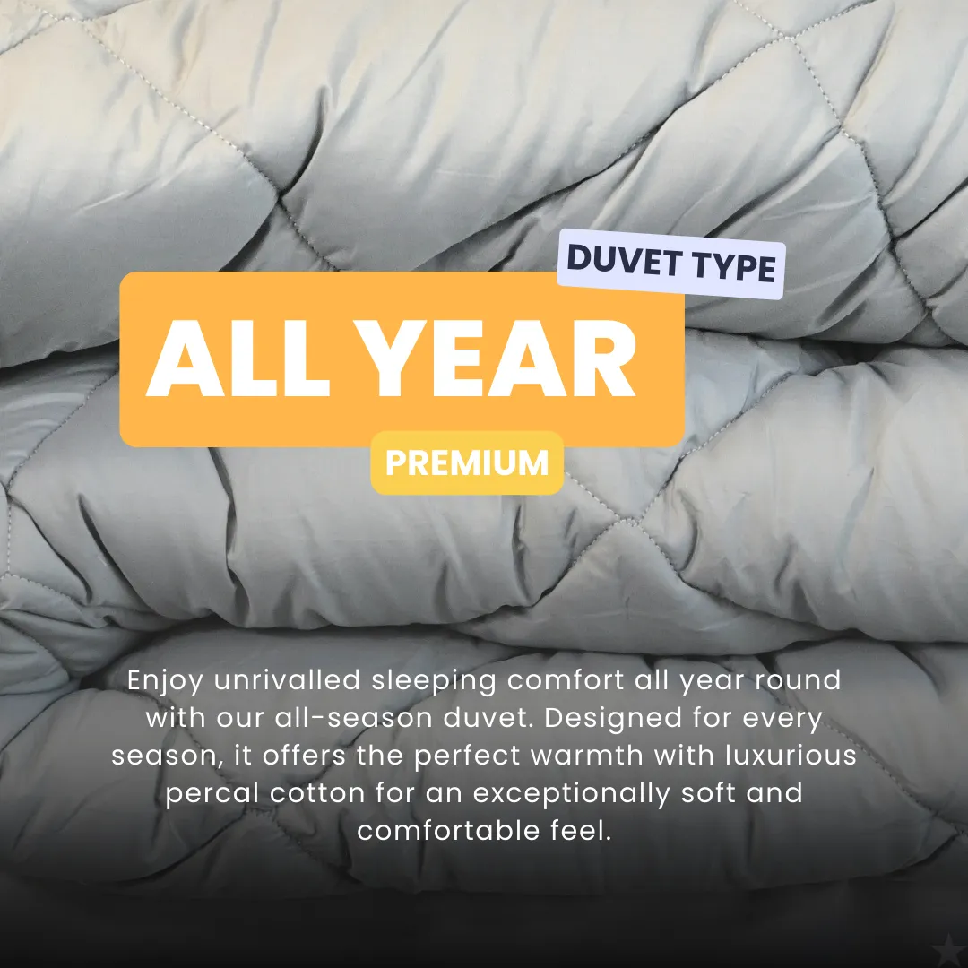 HappyDuvet Premium - Pebble Grey - All-Season Duvet - Percale Cotton