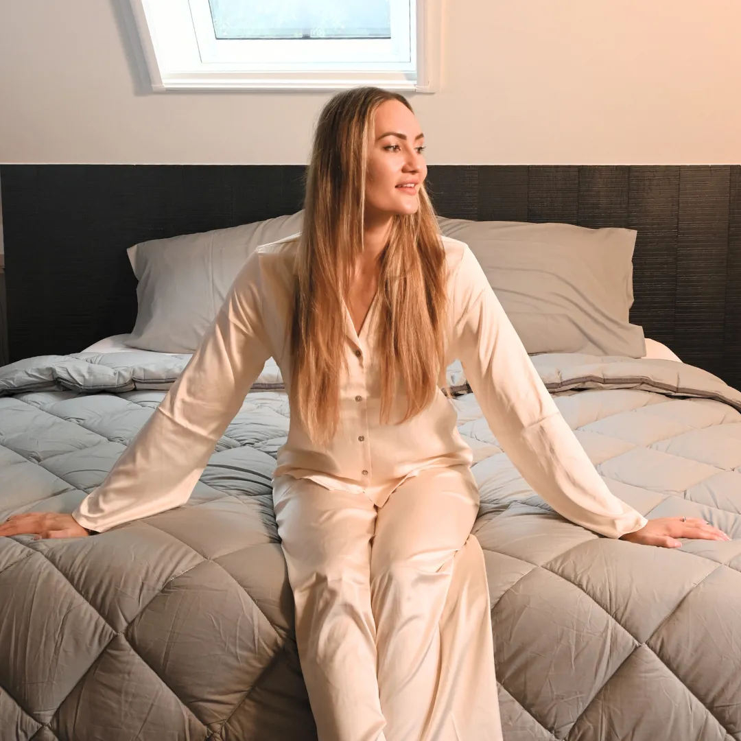 HappyDuvet Premium - Pebble Grey - All-Season Duvet - Percale Cotton
