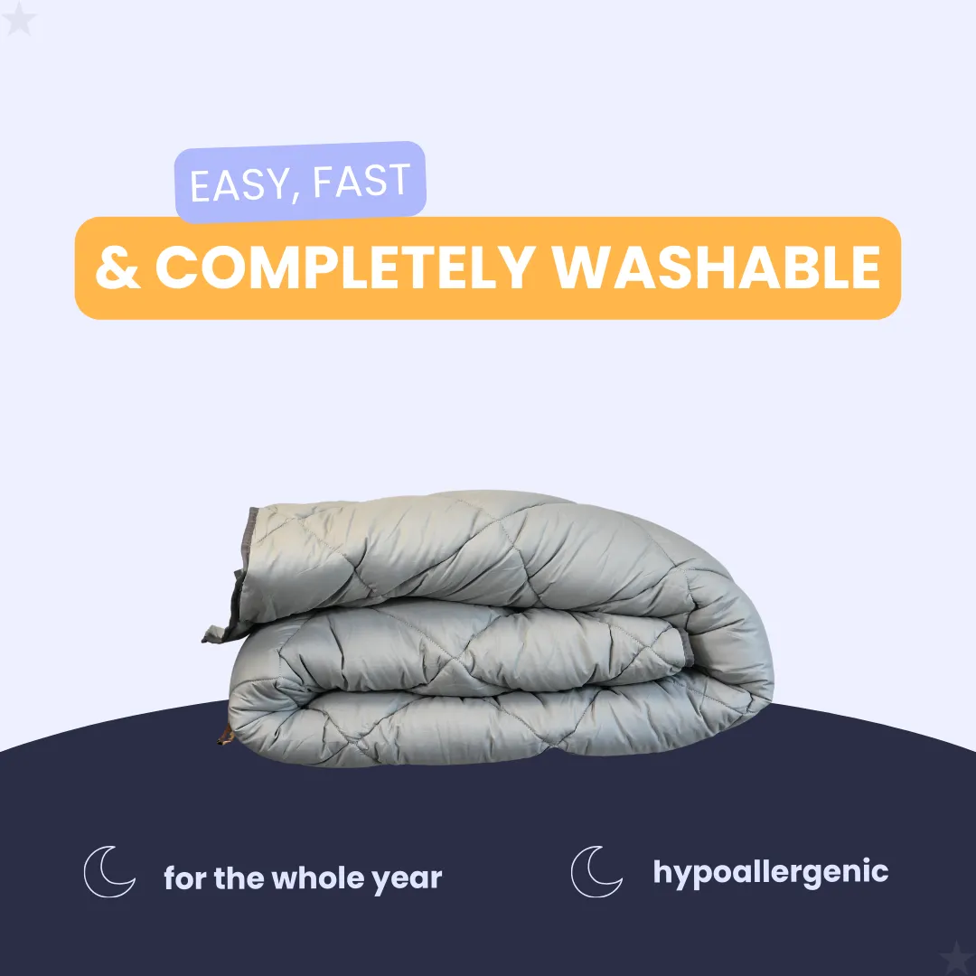 HappyDuvet Premium - Pebble Grey - All-Season Duvet - Percale Cotton