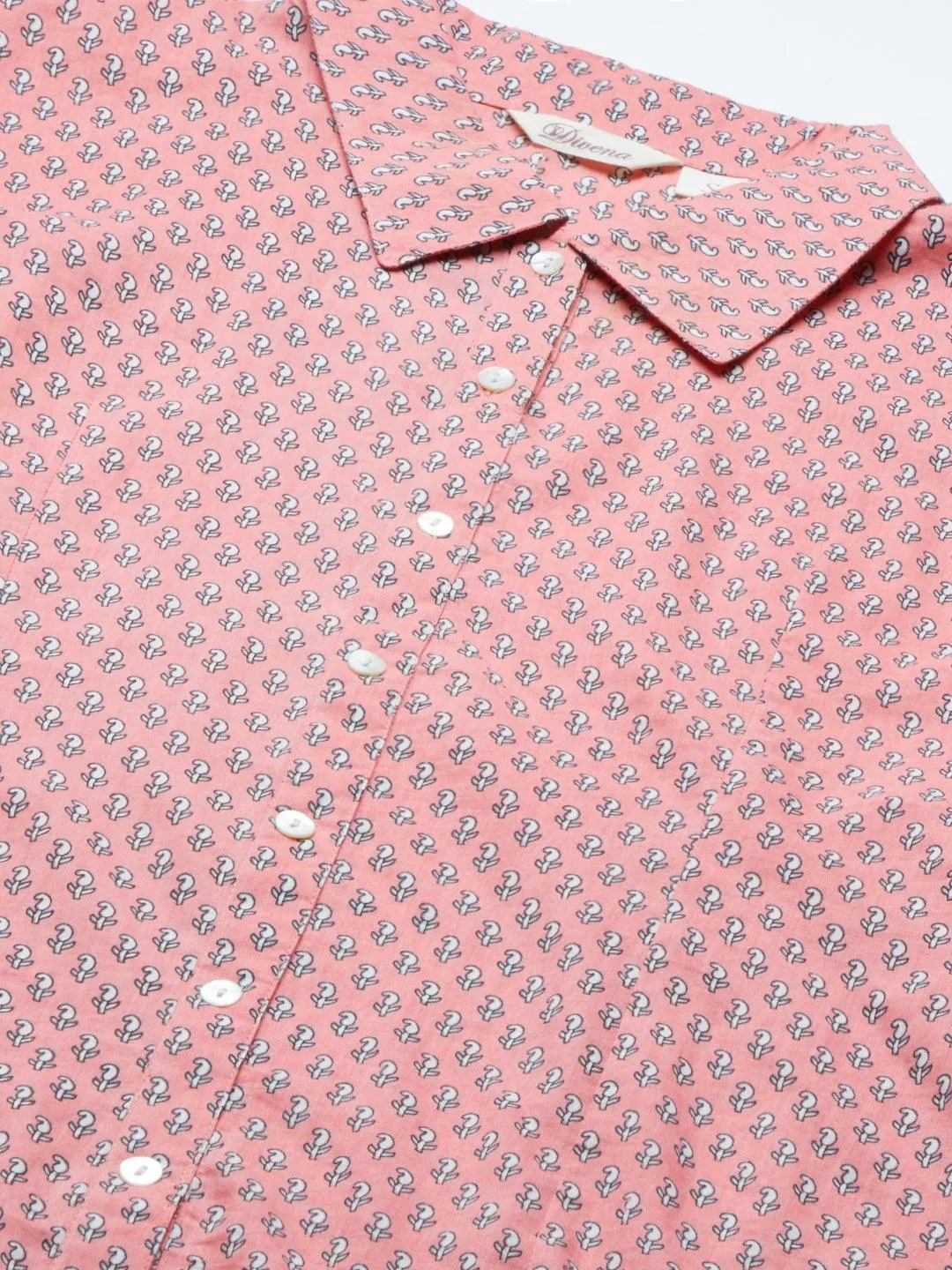 Jashvi Baby Pink Block Printed Casual Women Shirts