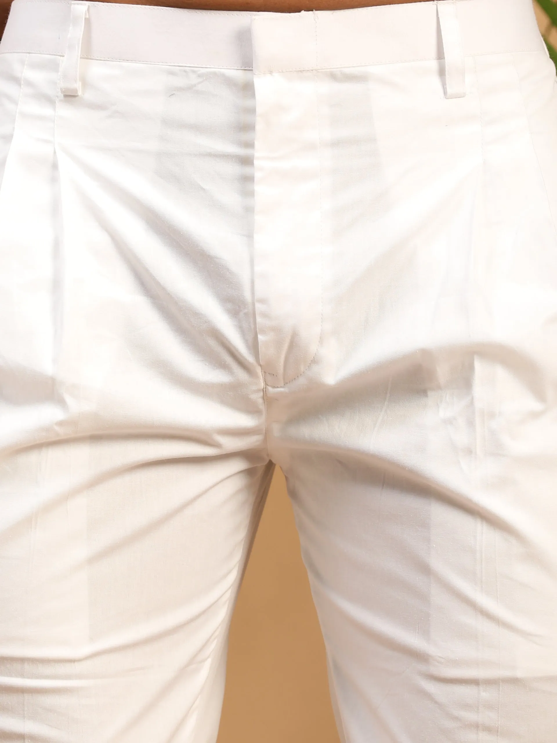 Jashvi Men's White Pure Cotton Pant Style Pyjama