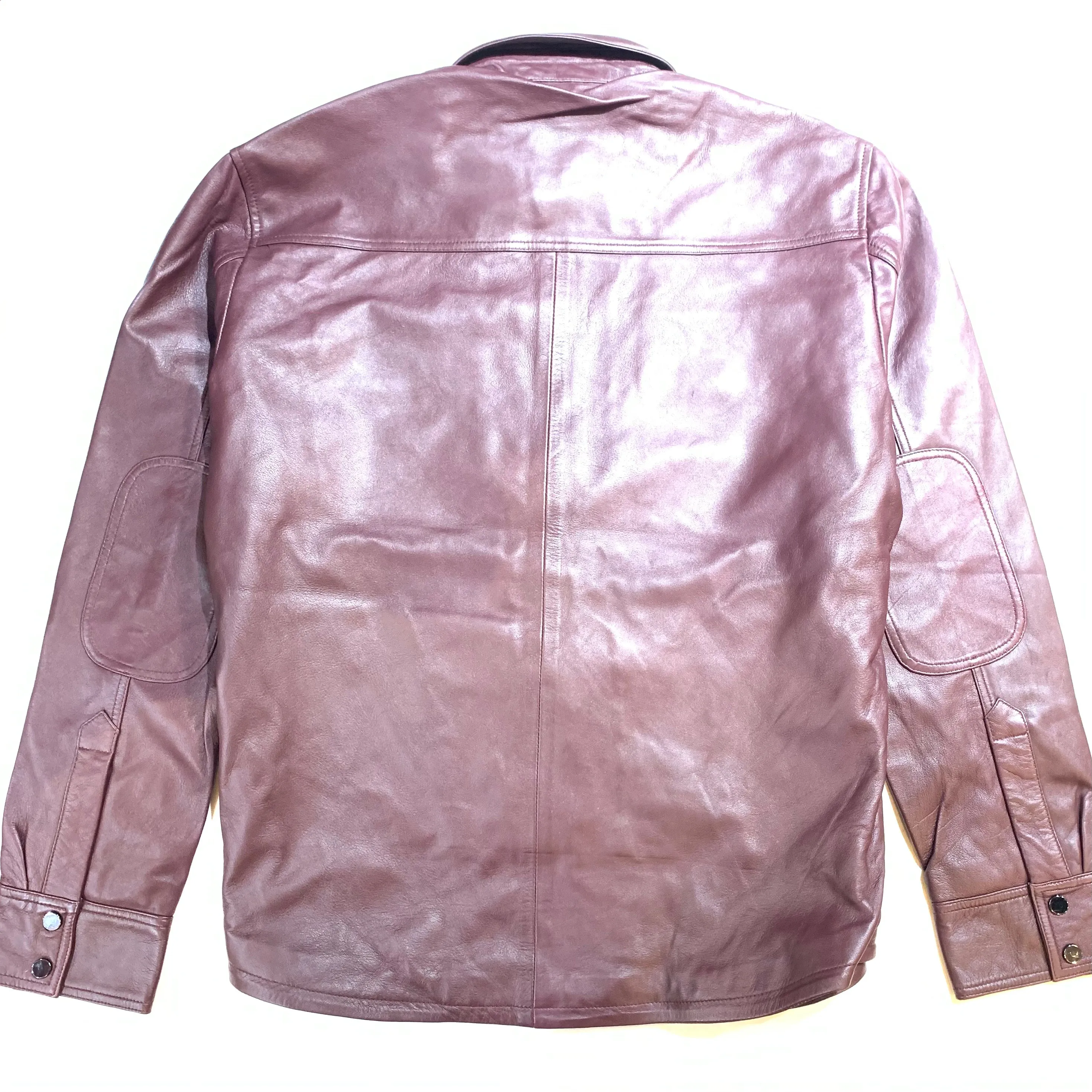 Kashani Men's Burgundy Lambskin Button-Up Shirt
