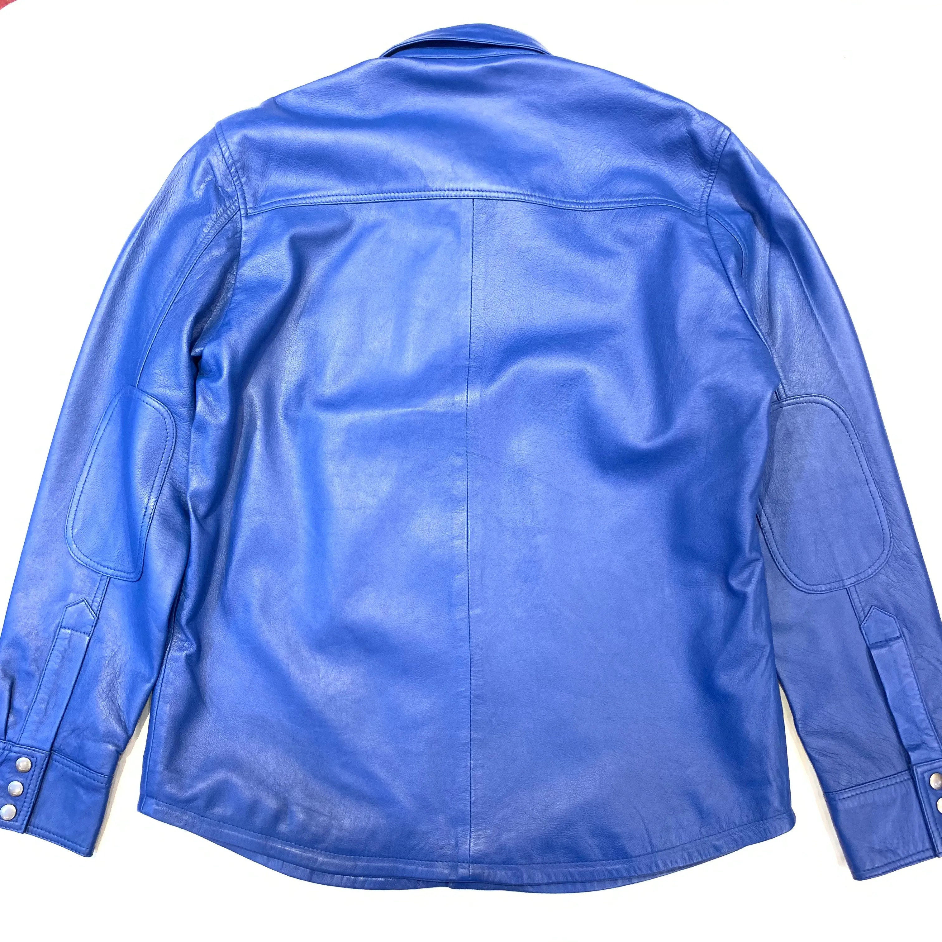 Kashani Men's Royal Blue Lambskin Button-Up Shirt
