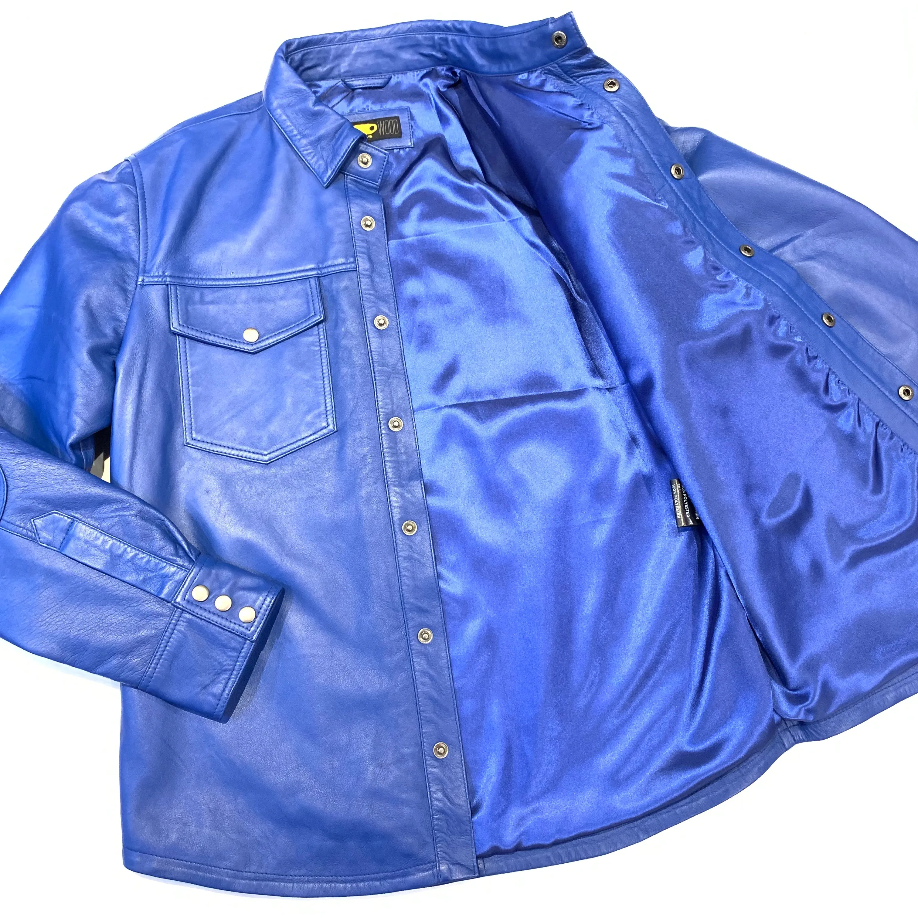 Kashani Men's Royal Blue Lambskin Button-Up Shirt