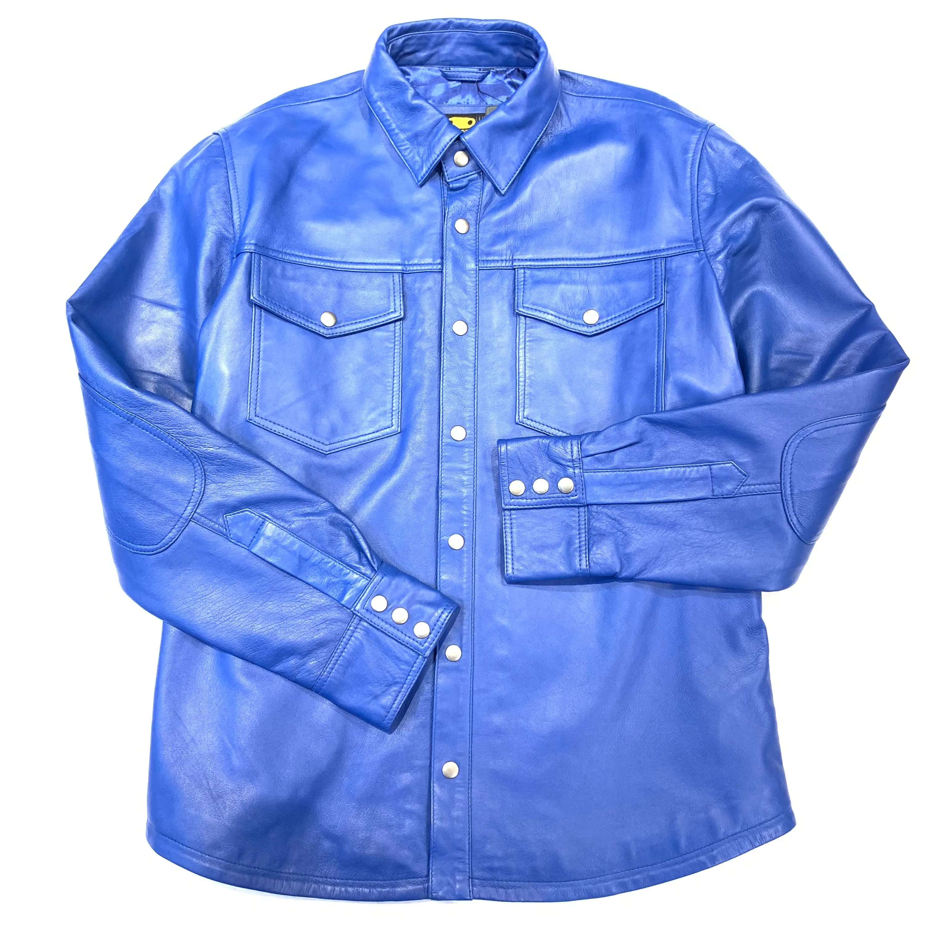 Kashani Men's Royal Blue Lambskin Button-Up Shirt