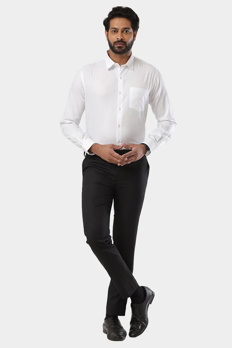 Kingdom - 100% Cotton Dobby Formal White Shirt For Men | Uathayam