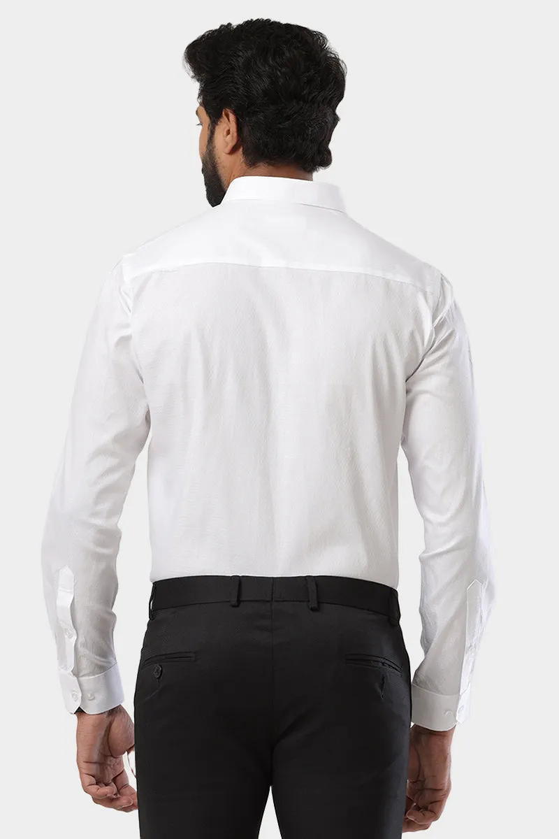 Kingdom - 100% Cotton Dobby Formal White Shirt For Men | Uathayam