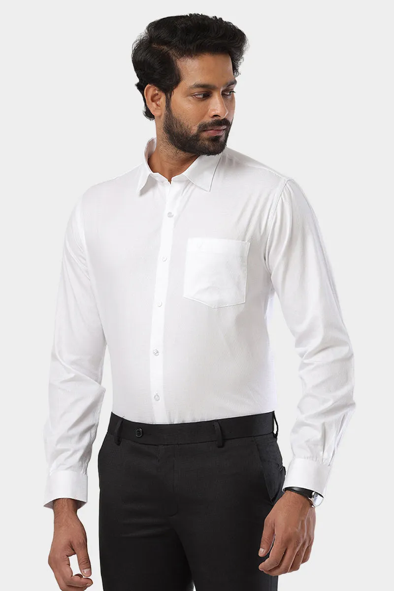 Kingdom - 100% Cotton Dobby Formal White Shirt For Men | Uathayam