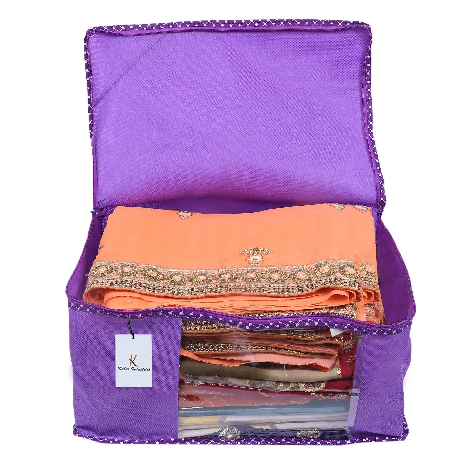 Kuber Industries 6 Piece Non Woven Saree Cover Set, Royal Blue,Large Size -CTKTC6449