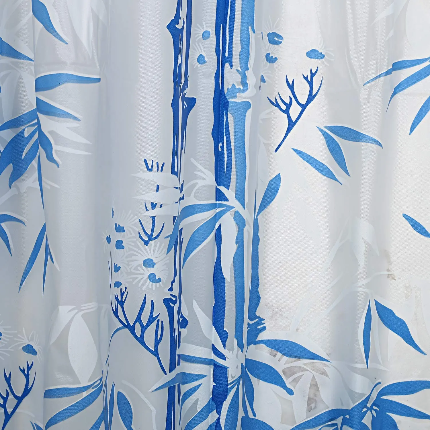 Kuber Industries Bamboo Design 2 Pieces PVC Shower Curtain with Hooks 7 Feet (Blue) -CTKTC014642