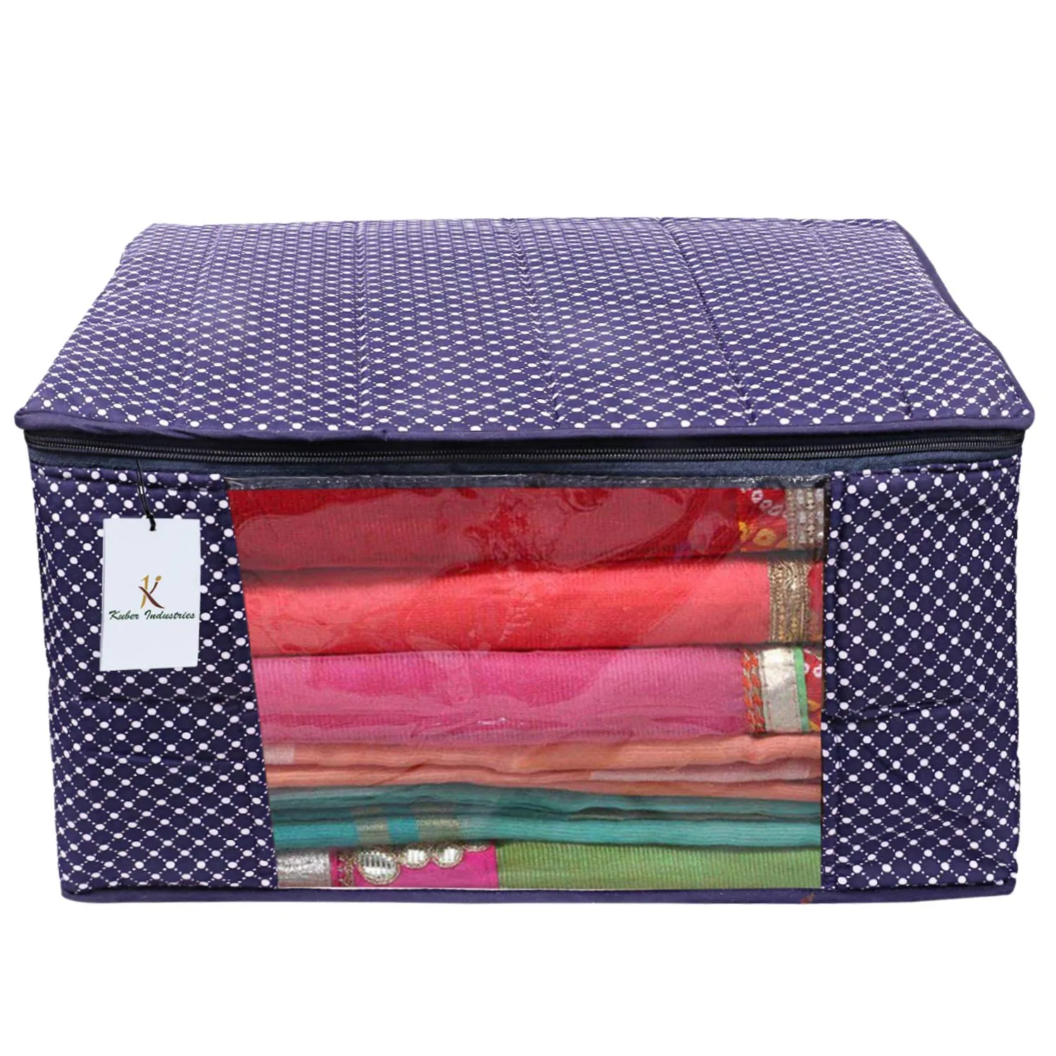 Kuber Industries Cotton 2 Pieces Three Layer Quilted Extra Large Saree Cover (Blue)-CTKTC13481