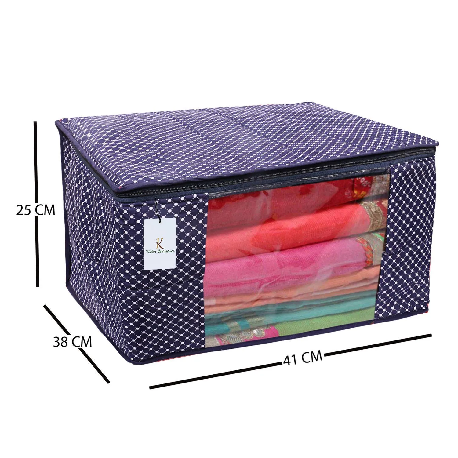 Kuber Industries Cotton 2 Pieces Three Layer Quilted Extra Large Saree Cover (Blue)-CTKTC13481