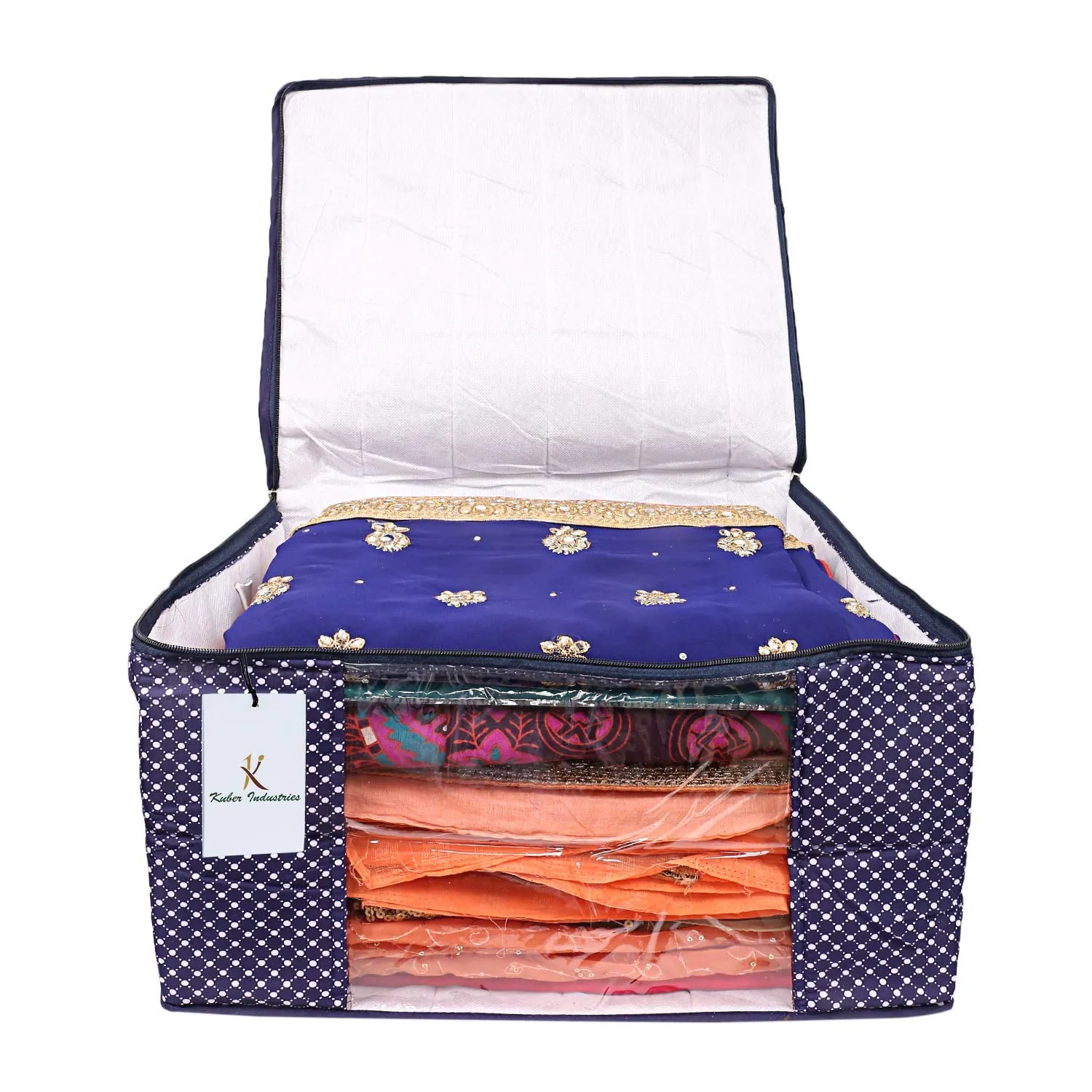 Kuber Industries Cotton 2 Pieces Three Layer Quilted Extra Large Saree Cover (Blue)-CTKTC13481