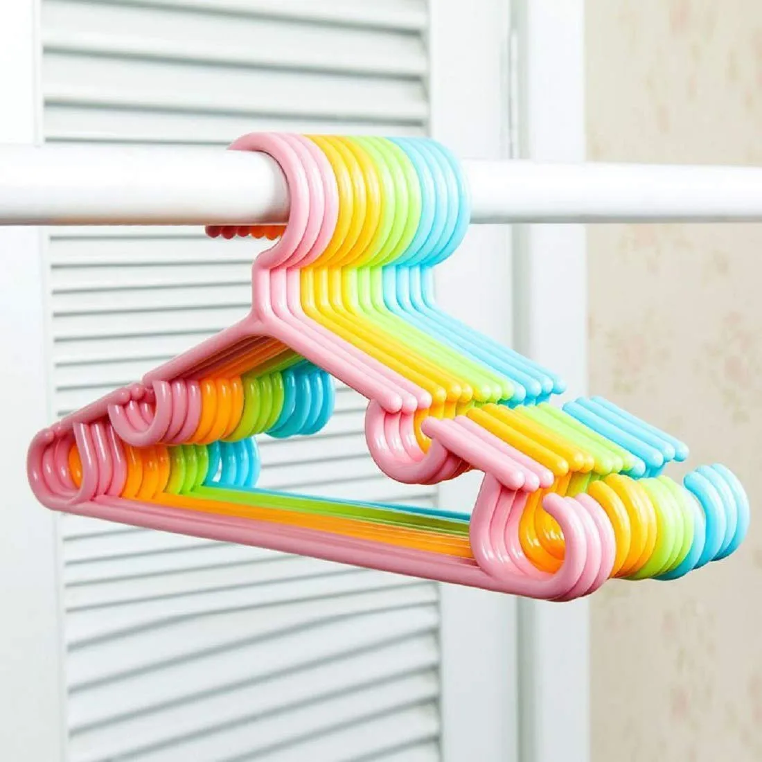 Kuber Industries Plastic 5 Pieces Baby Hanger Set for Wardrobe (Yellow) - CTKTC039142